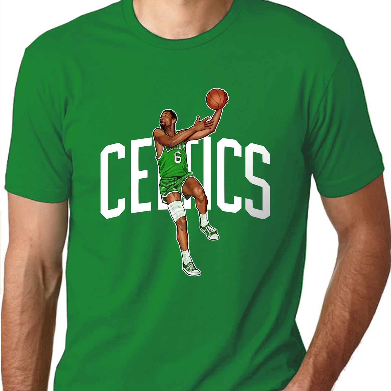 Bill Russell Boston Celtics Unisex Cotton Crew Tee product thumbnail image Bill Russell Boston Celtics Unisex Cotton Crew Tee product thumbnail image