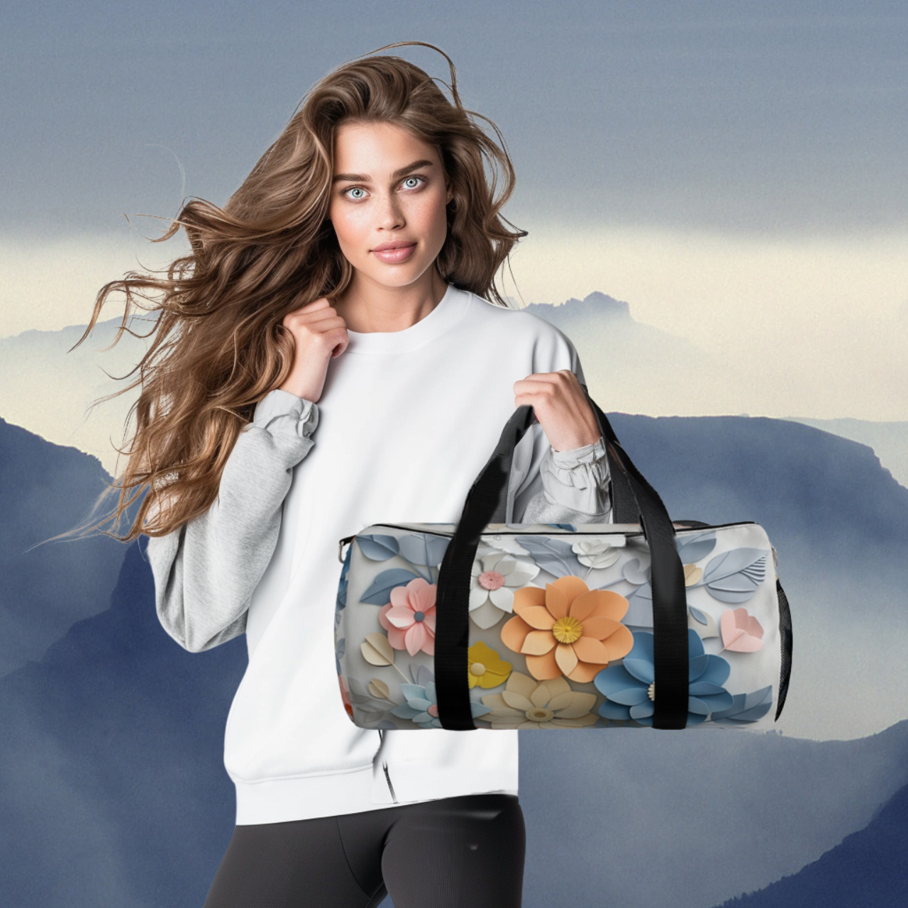 Floral Duffel Bag - Blue and Pink Floral Design, Travel Bag, Gym Bag, Weekend Bag, Floral Tote Bag, Overnight Bag product thumbnail image Floral Duffel Bag - Blue and Pink Floral Design, Travel Bag, Gym Bag, Weekend Bag, Floral Tote Bag, Overnight Bag product thumbnail image