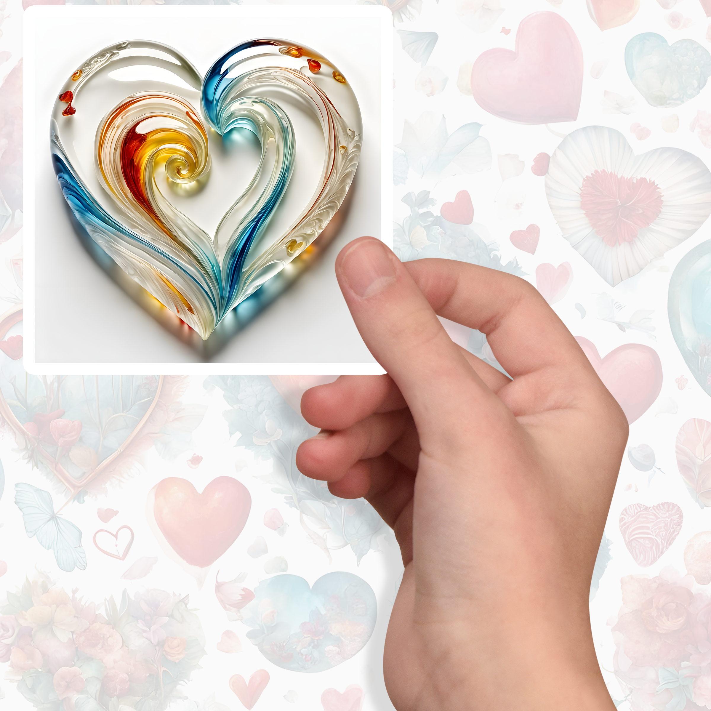 Glass Heart-  Kiss-Cut Stickers  - lrPd7z