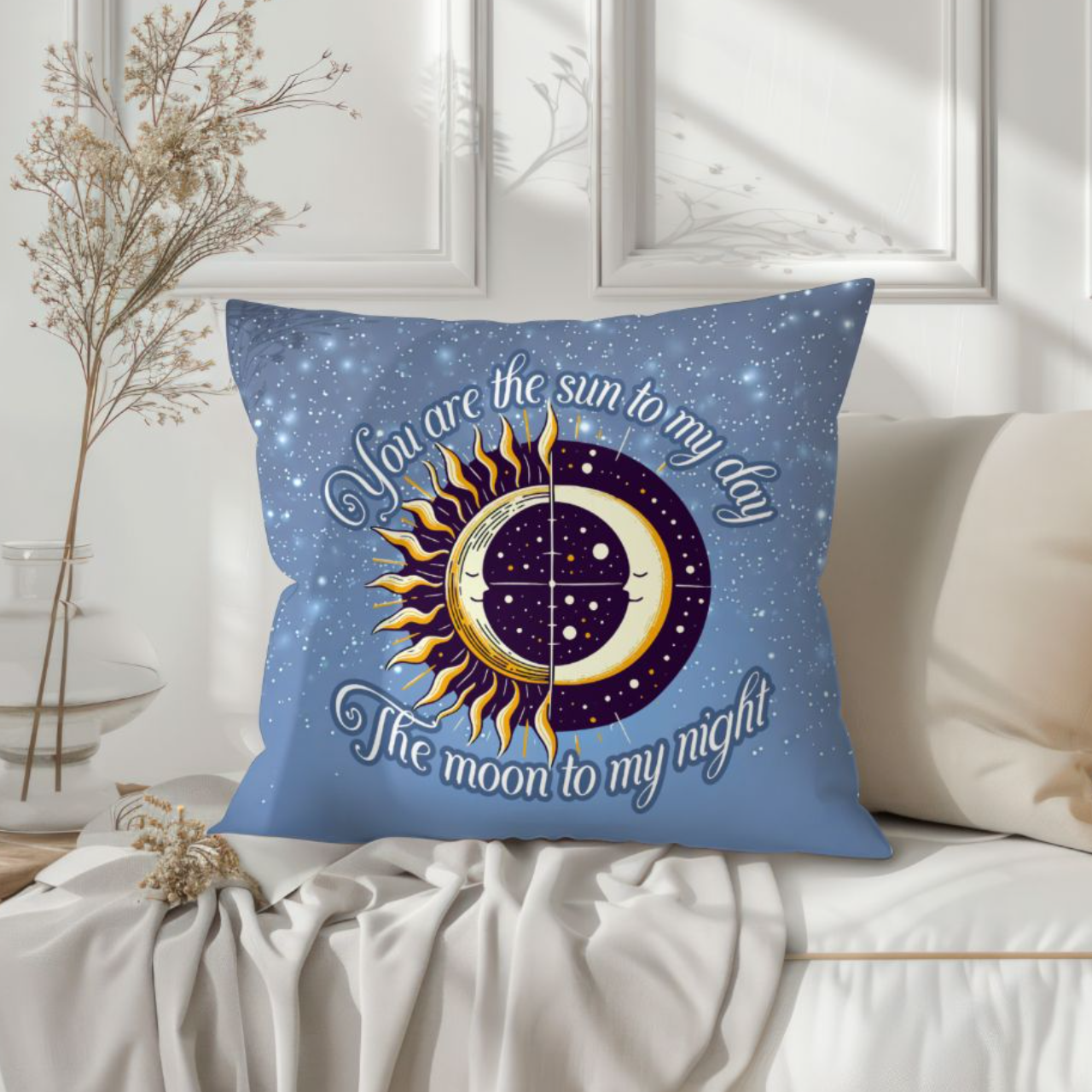 Square Pillow - You are the Sun to my Day, the Moon to my Night Heartfelt Message product thumbnail image Square Pillow - You are the Sun to my Day, the Moon to my Night Heartfelt Message product thumbnail image