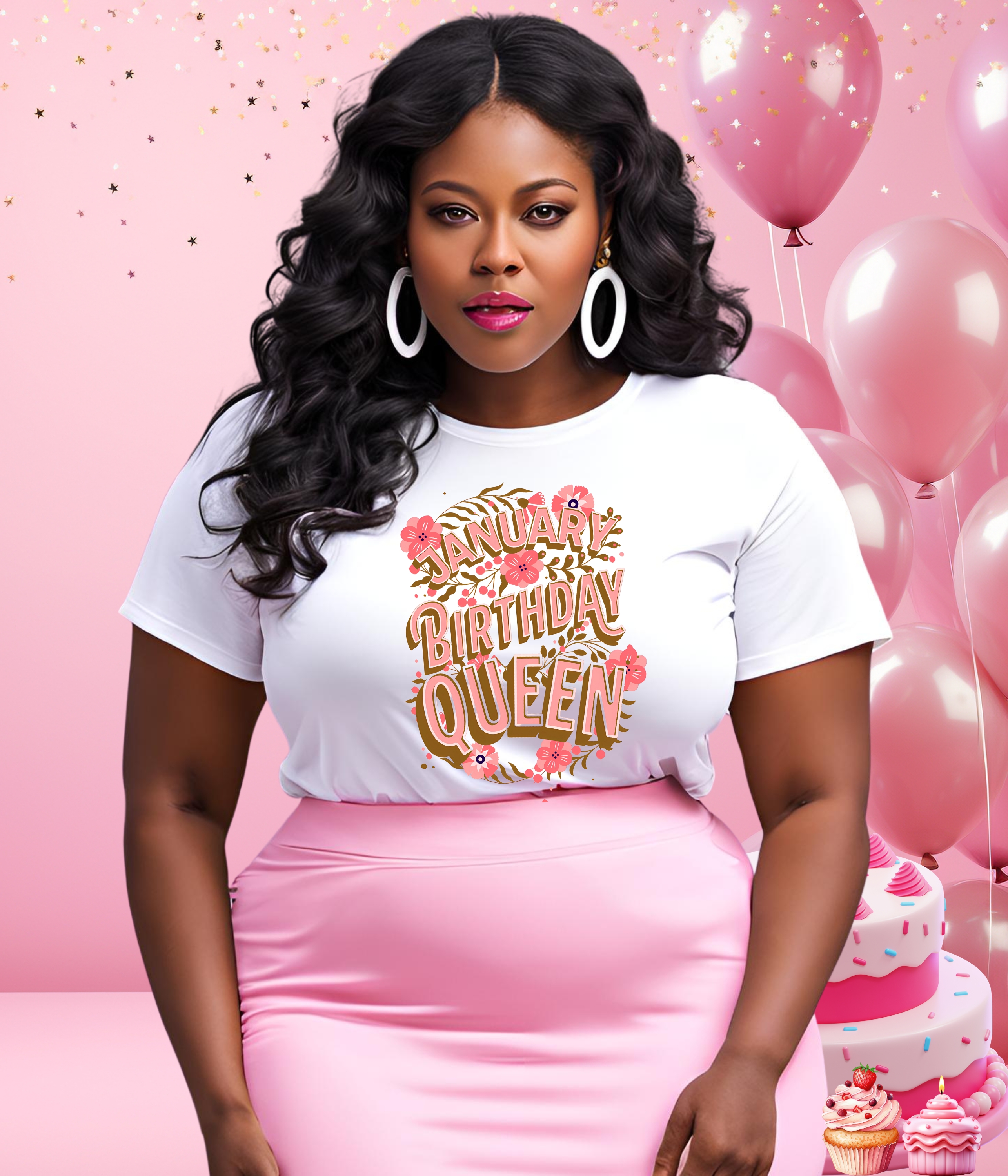 January Birthday Queen Cotton Tee January Birthday Queen Cotton Tee
