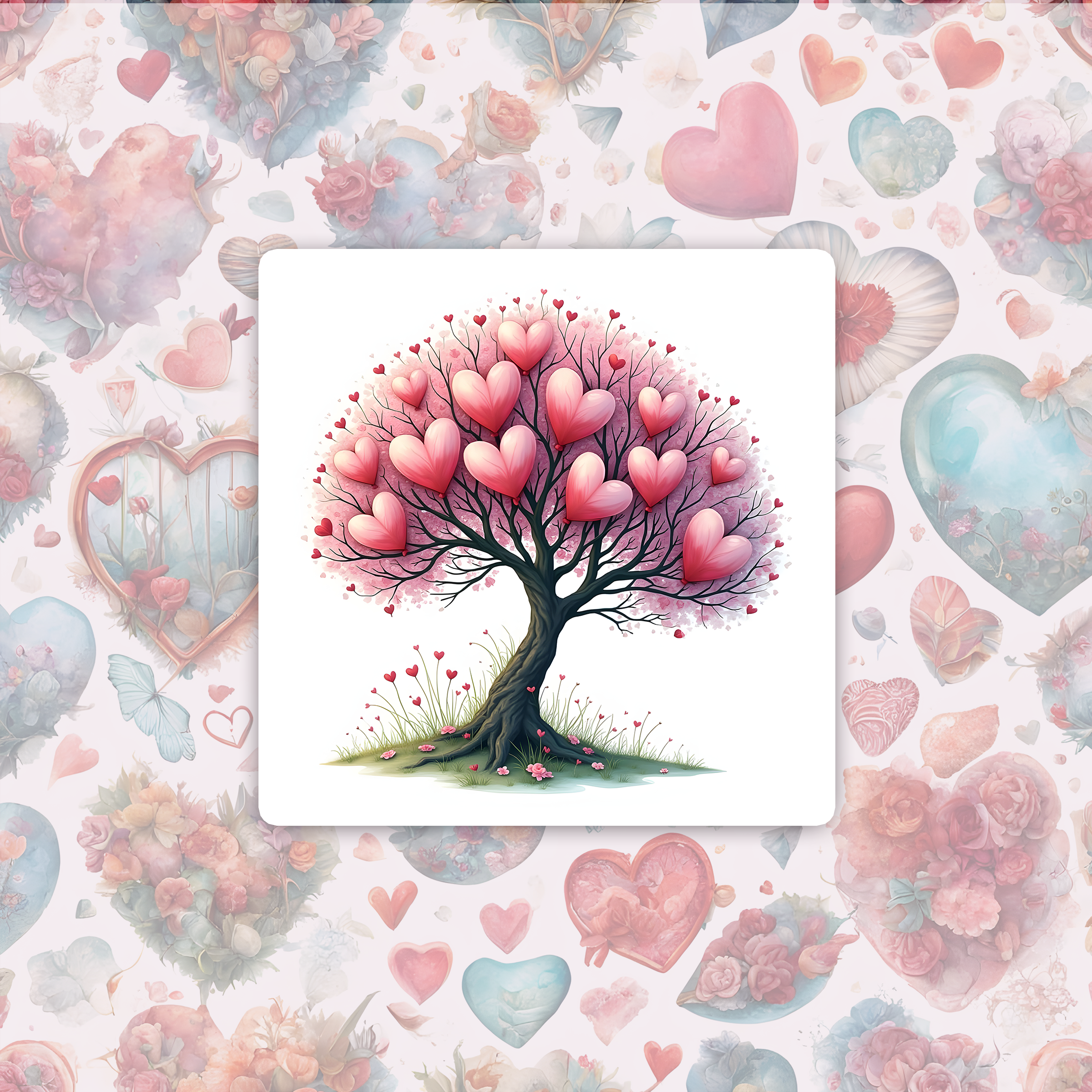 Lovely Valentines Heart Tree-  Kiss-Cut Stickers  - nFYfIx
