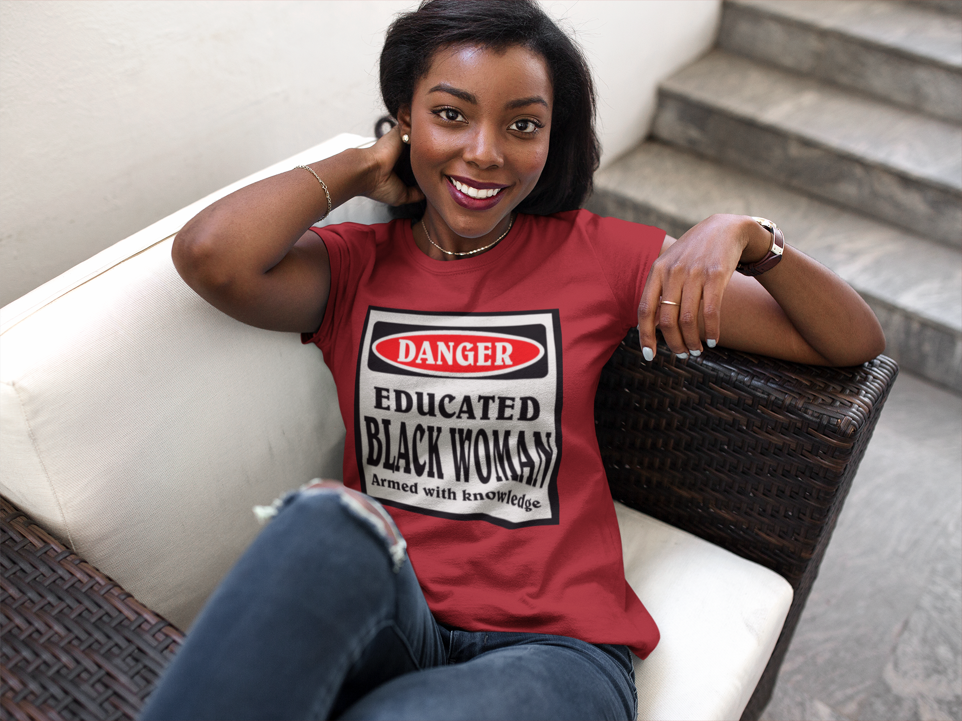 Empowering Unisex Tee, 'Danger Educated Black Woman', Inspirational Shirt, Black History Month Gift, Feminist Fashion, Everyday Wear product thumbnail image Empowering Unisex Tee, 'Danger Educated Black Woman', Inspirational Shirt, Black History Month Gift, Feminist Fashion, Everyday Wear product thumbnail image
