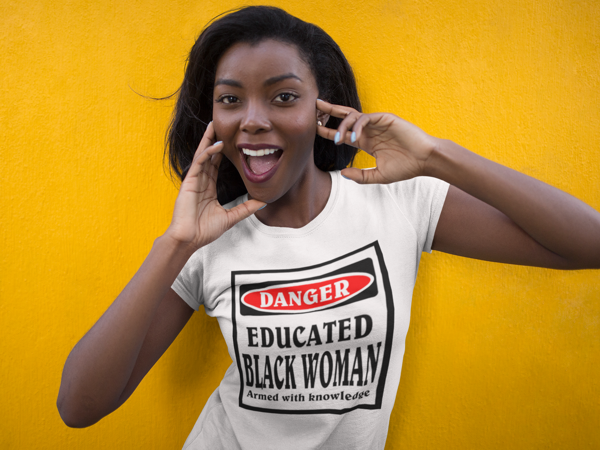 Empowering Unisex Tee, 'Danger Educated Black Woman', Inspirational Shirt, Black History Month Gift, Feminist Fashion, Everyday Wear product thumbnail image Empowering Unisex Tee, 'Danger Educated Black Woman', Inspirational Shirt, Black History Month Gift, Feminist Fashion, Everyday Wear product thumbnail image