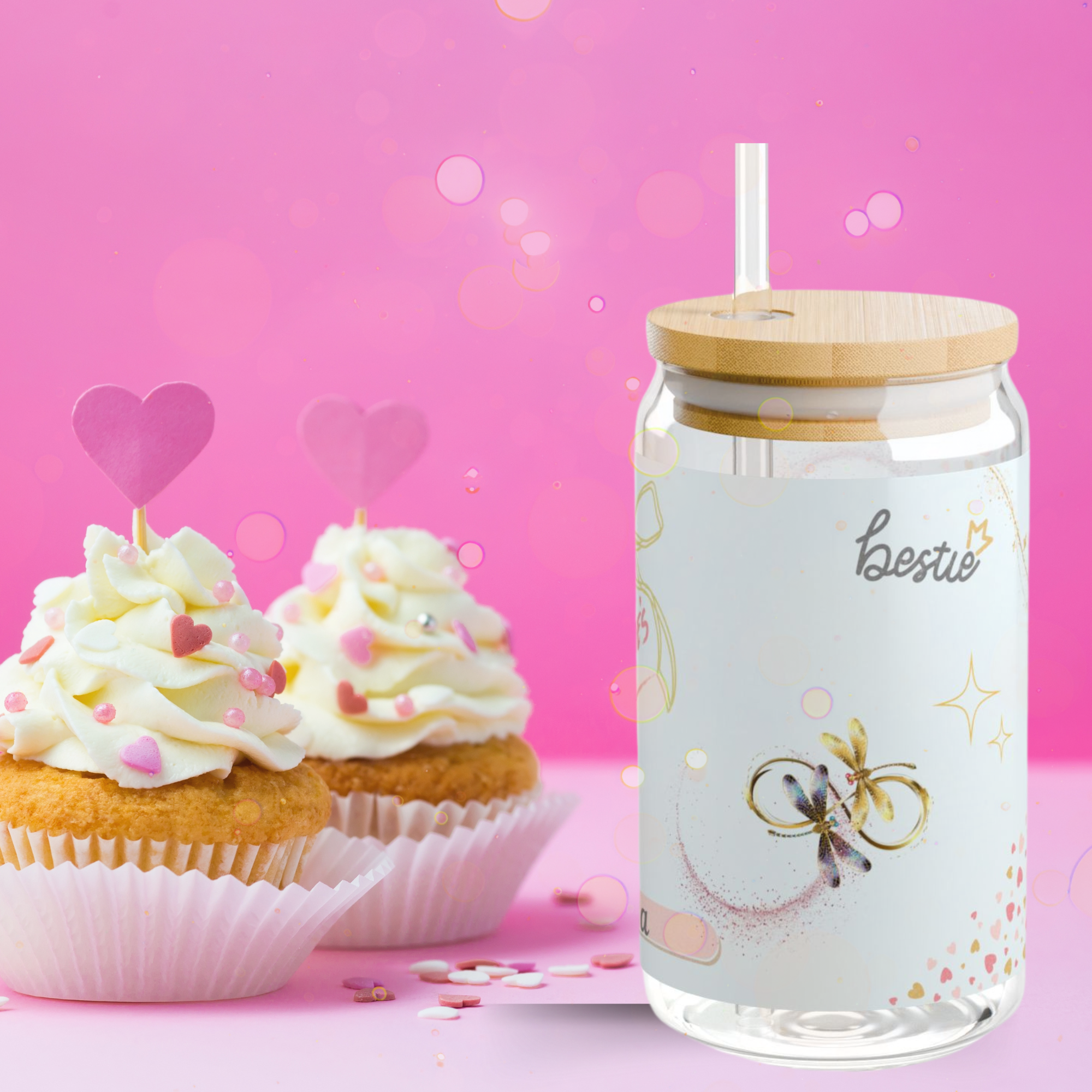 Personalized Galentine's Day Glass Tumbler with Bamboo Lid and Straw - Custom Bestie Gift - Cute Valentine's Day Cup - Reusable Iced Coffee Sipper Personalized Galentine's Day Glass Tumbler with Bamboo Lid and Straw - Custom Bestie Gift - Cute Valentine's Day Cup - Reusable Iced Coffee Sipper