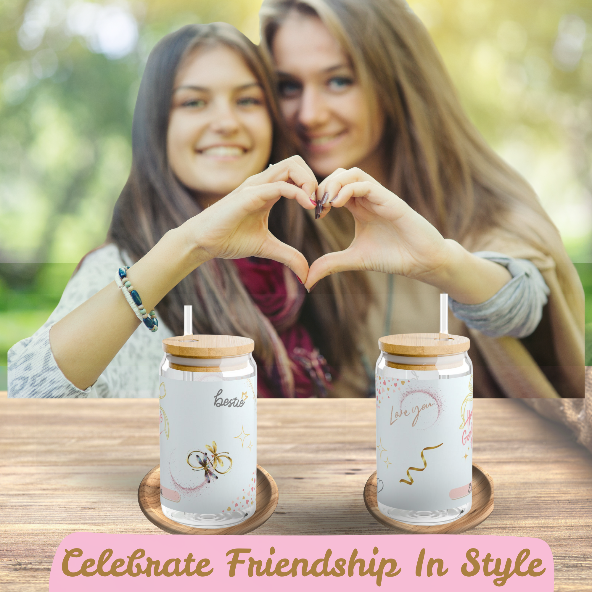 Personalized Galentine's Day Glass Tumbler with Bamboo Lid and Straw - Custom Bestie Gift - Cute Valentine's Day Cup - Reusable Iced Coffee Sipper product thumbnail image Personalized Galentine's Day Glass Tumbler with Bamboo Lid and Straw - Custom Bestie Gift - Cute Valentine's Day Cup - Reusable Iced Coffee Sipper product thumbnail image