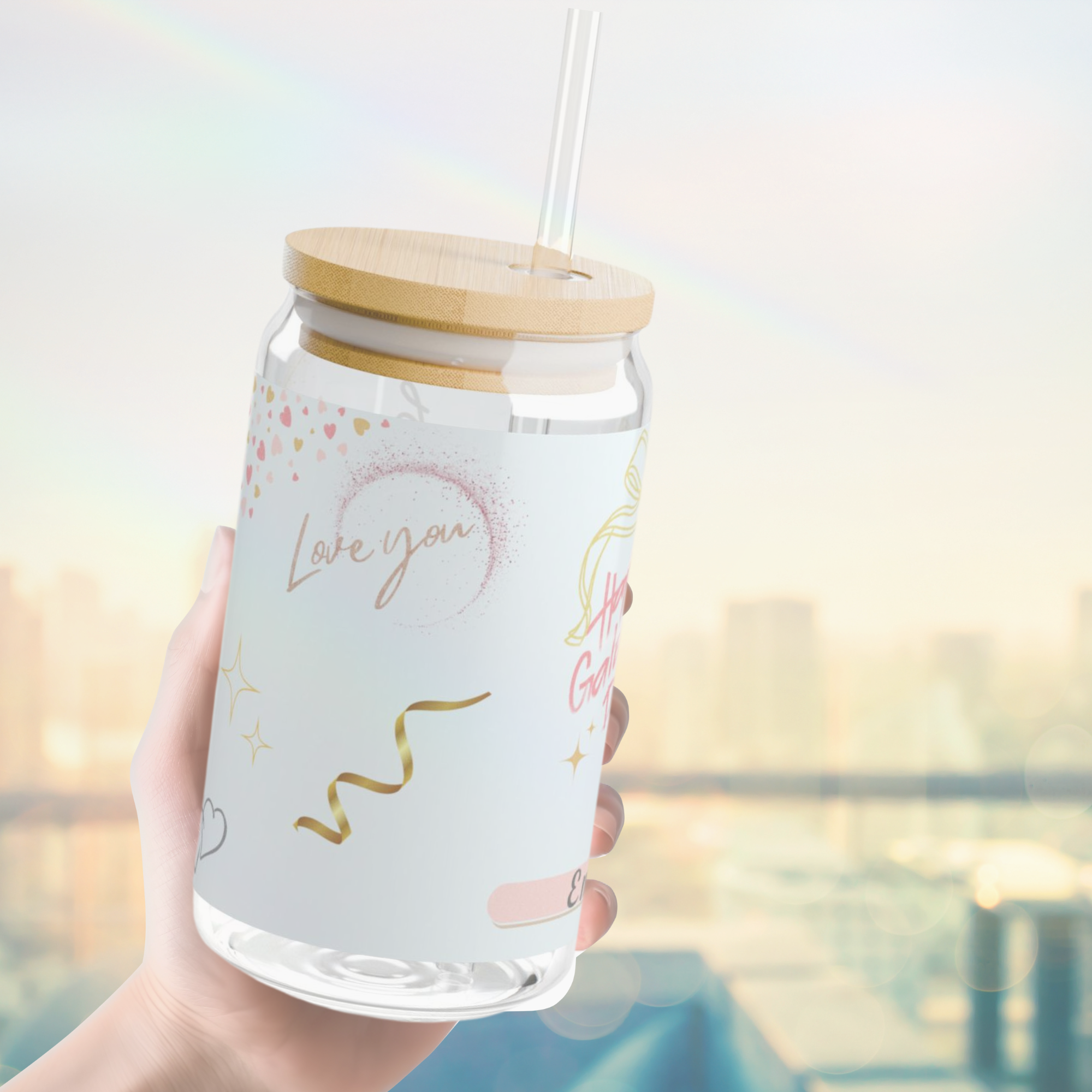 Personalized Galentine's Day Glass Tumbler with Bamboo Lid and Straw - Custom Bestie Gift - Cute Valentine's Day Cup - Reusable Iced Coffee Sipper product thumbnail image Personalized Galentine's Day Glass Tumbler with Bamboo Lid and Straw - Custom Bestie Gift - Cute Valentine's Day Cup - Reusable Iced Coffee Sipper product thumbnail image