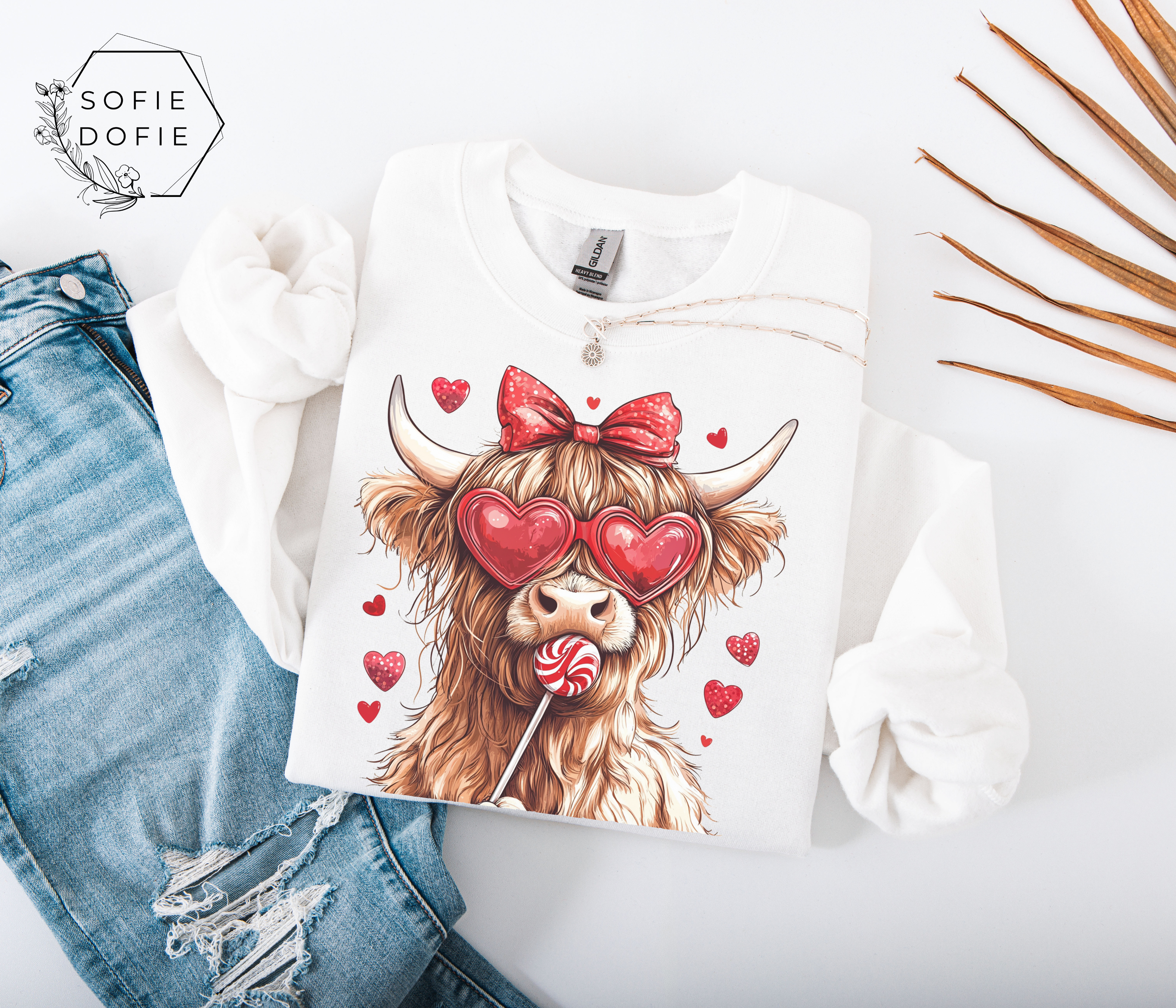 Valentines Highland Cow Sweatshirt product thumbnail image