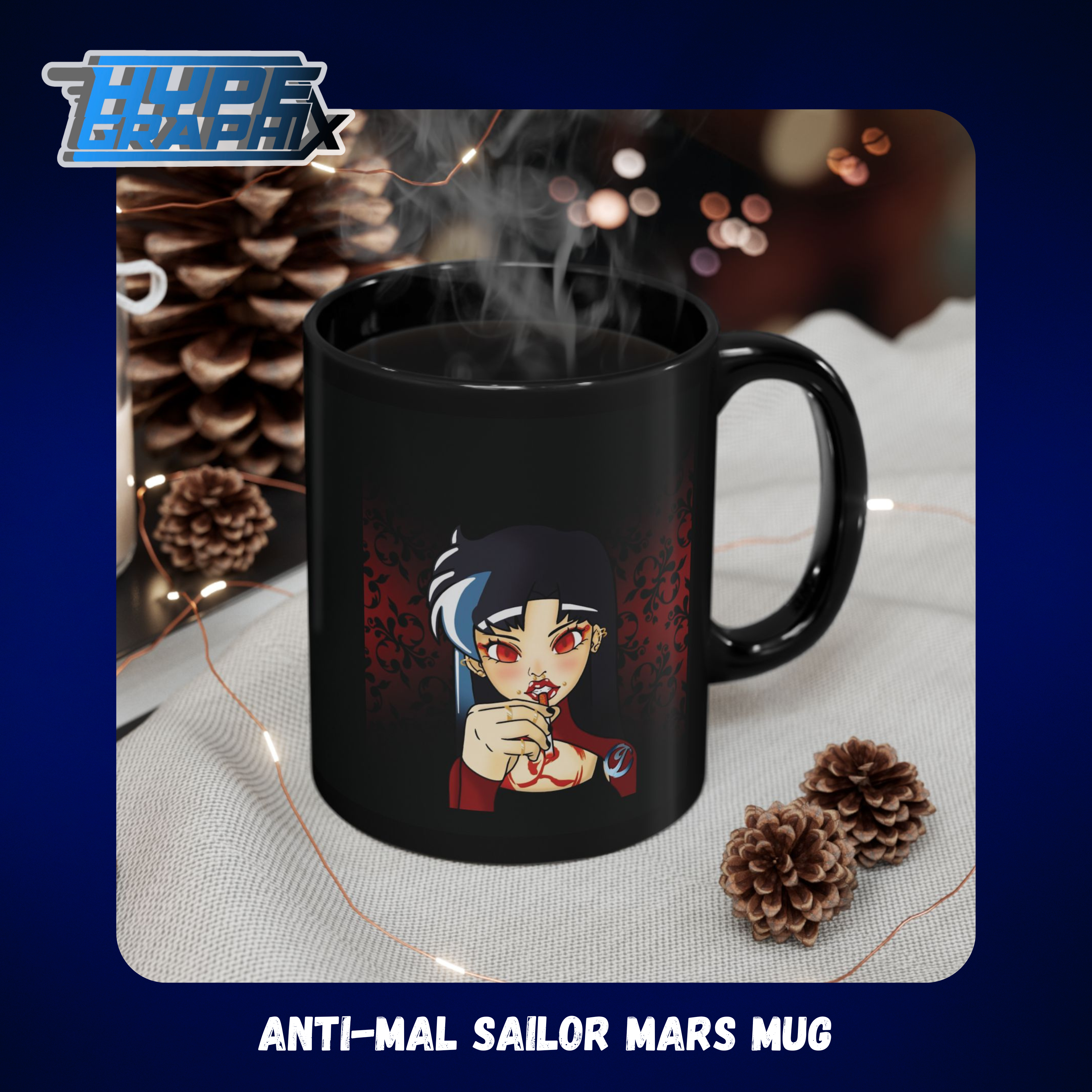 Anti-Mal Sailor Mars Black Mug (11oz, 15oz) product thumbnail image