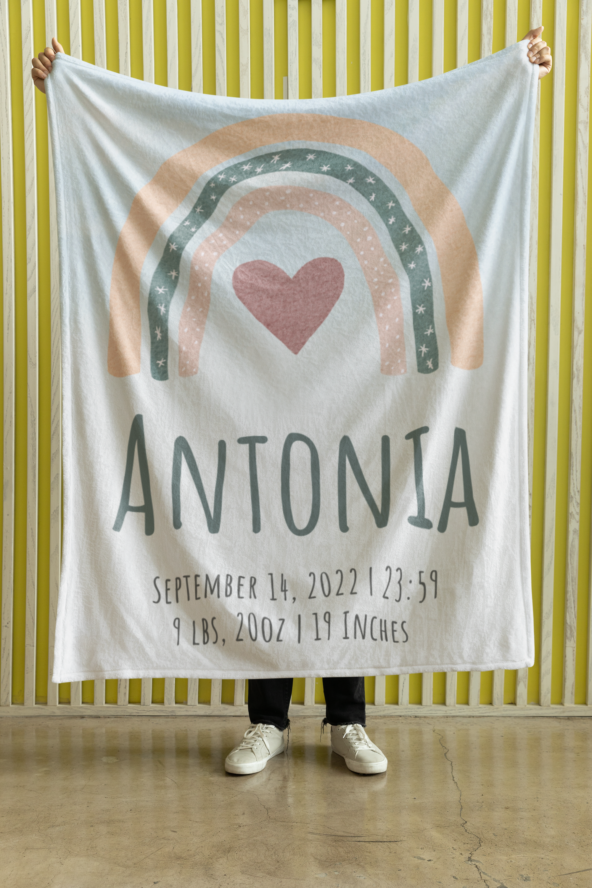 Personalized Nursery Velveteen Plush Blanket - Custom Baby Name, Birth Stats - Fox Tiger Koala Rainbow - Baby Shower Gift, Newborn Keepsake product thumbnail image