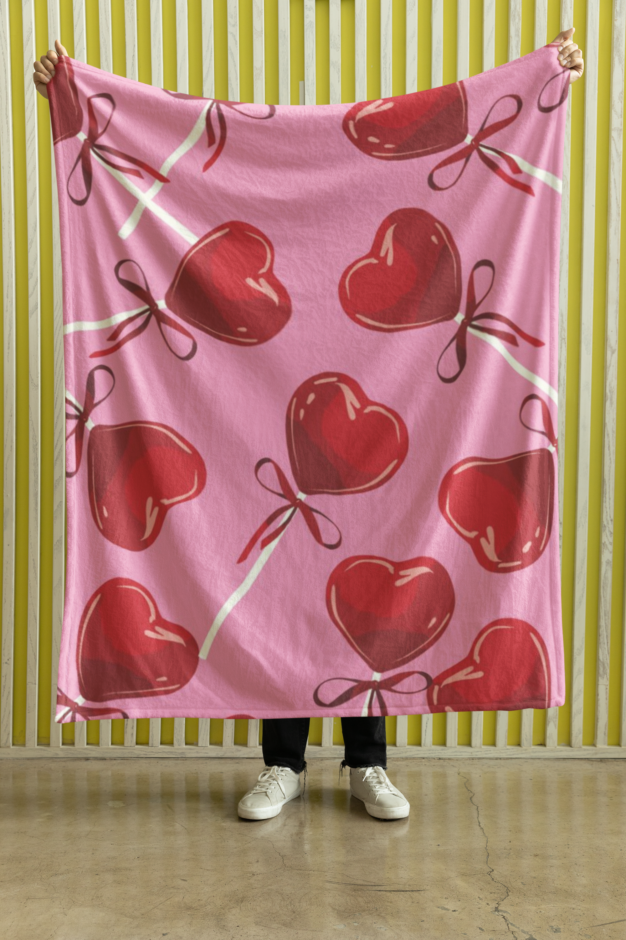 Velveteen Plush Blanket, Candy Heart Lollipop Plush Throw for Bedroom Decor, Cozy Snuggle Blankie, Valentine's Day Gift, Home Living Room product thumbnail image