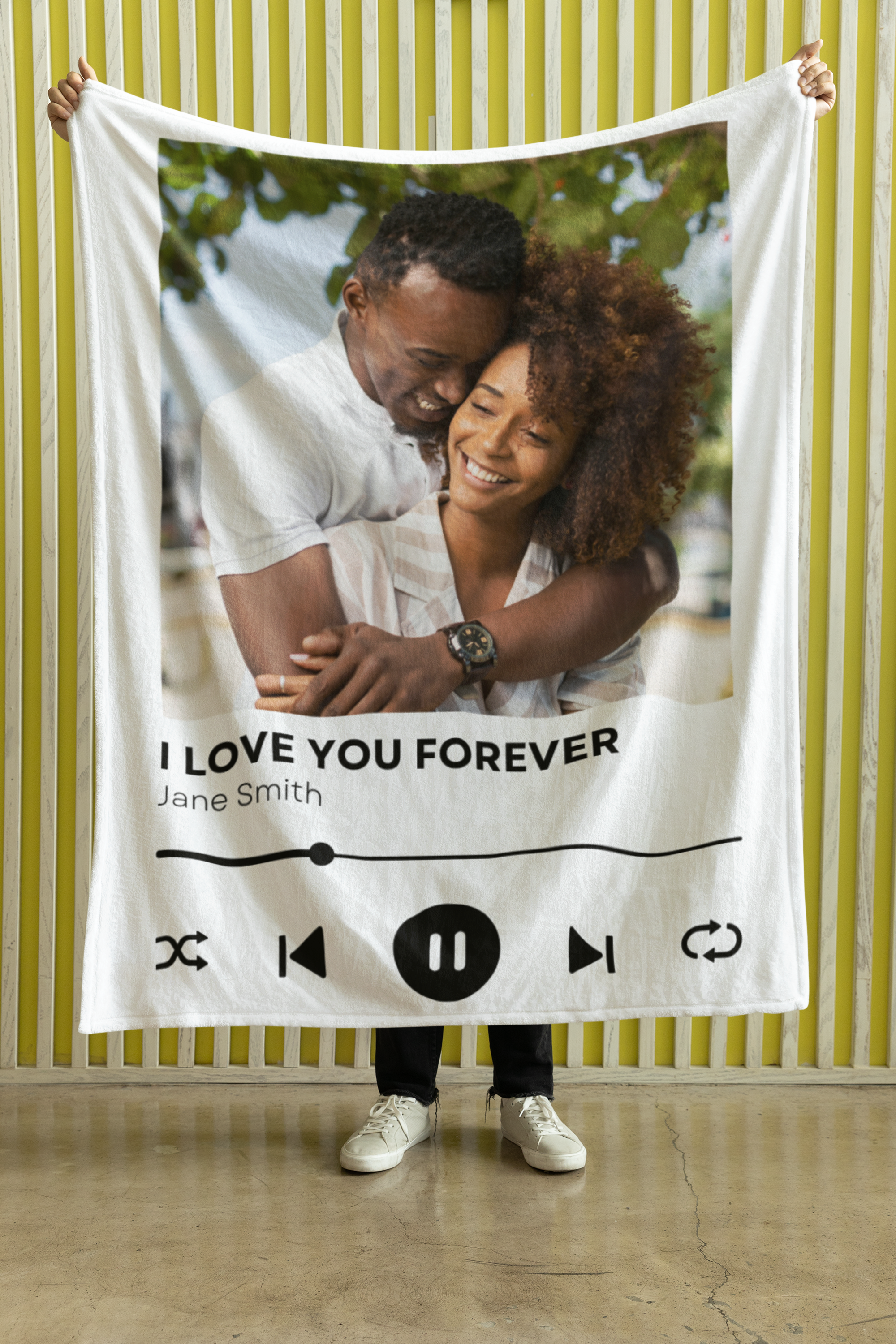 Velveteen Plush Blanket - Personalized Song Custom Image Gift Throw, Music Lovers Present, Cozy Custom Song Lyric Blankie, Birthday Gift