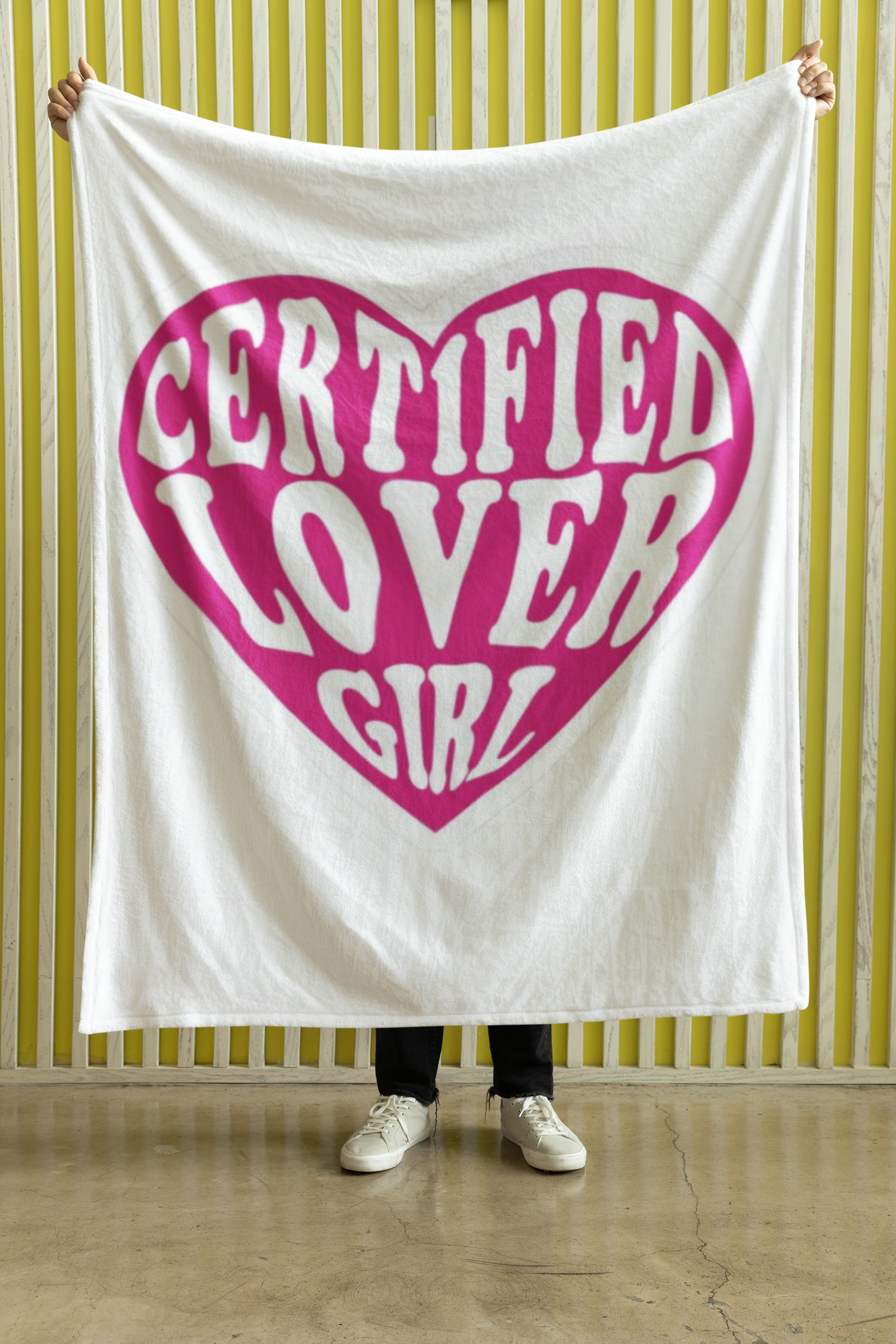 Velveteen Plush Blanket - Certified Lover Girl Heart Design, Pink and White, Cozy Throw, Soft Bedspread, Bedroom Decor, Gift for Her, product thumbnail image