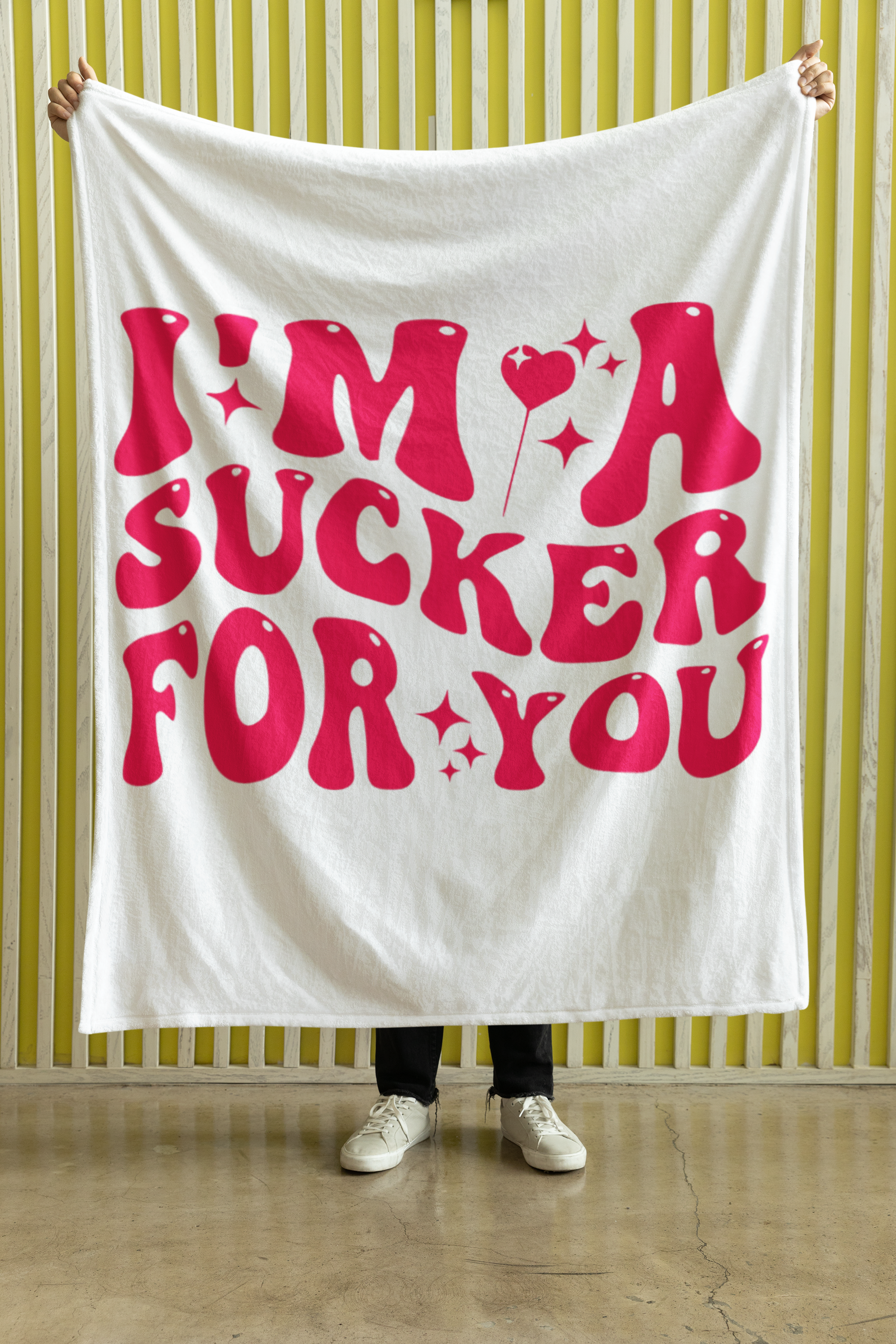 Velveteen Plush Blanket, Valentine's Day Blanket, I'm A Sucker For You, Cozy Love Blanket, Heart Design Bed Throw, Cuddle-Worthy Bedding