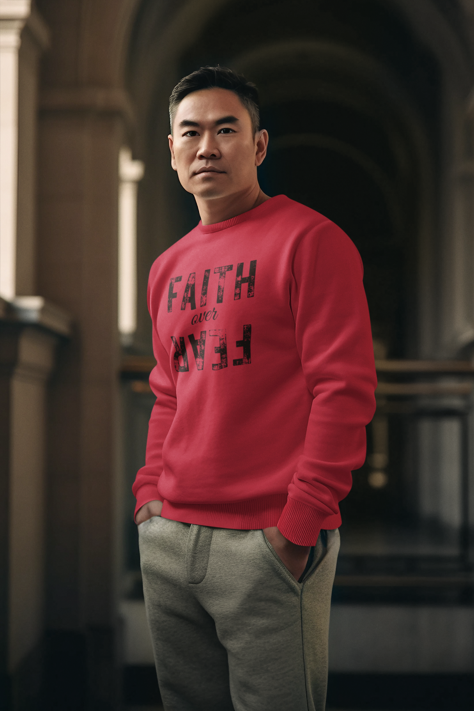Faith Over Fear Unisex Midweight Softstyle Fleece Crewneck Sweatshirt : Faith product thumbnail image Faith Over Fear Unisex Midweight Softstyle Fleece Crewneck Sweatshirt : Faith product thumbnail image