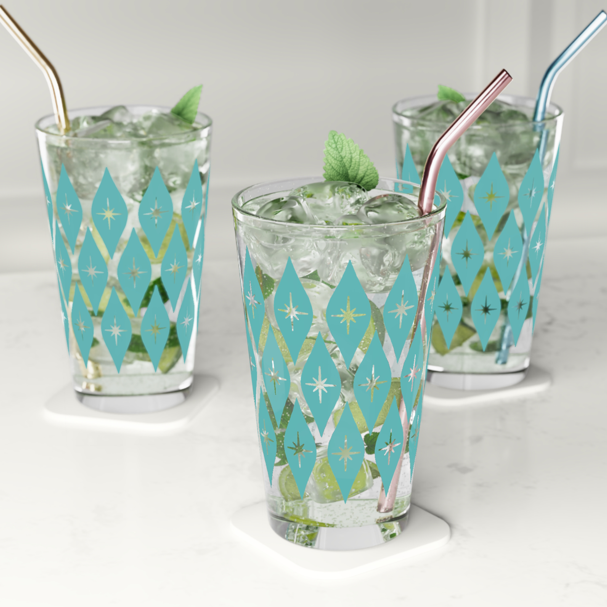 Retro Ogee Pint Glass in Turquoise product thumbnail image