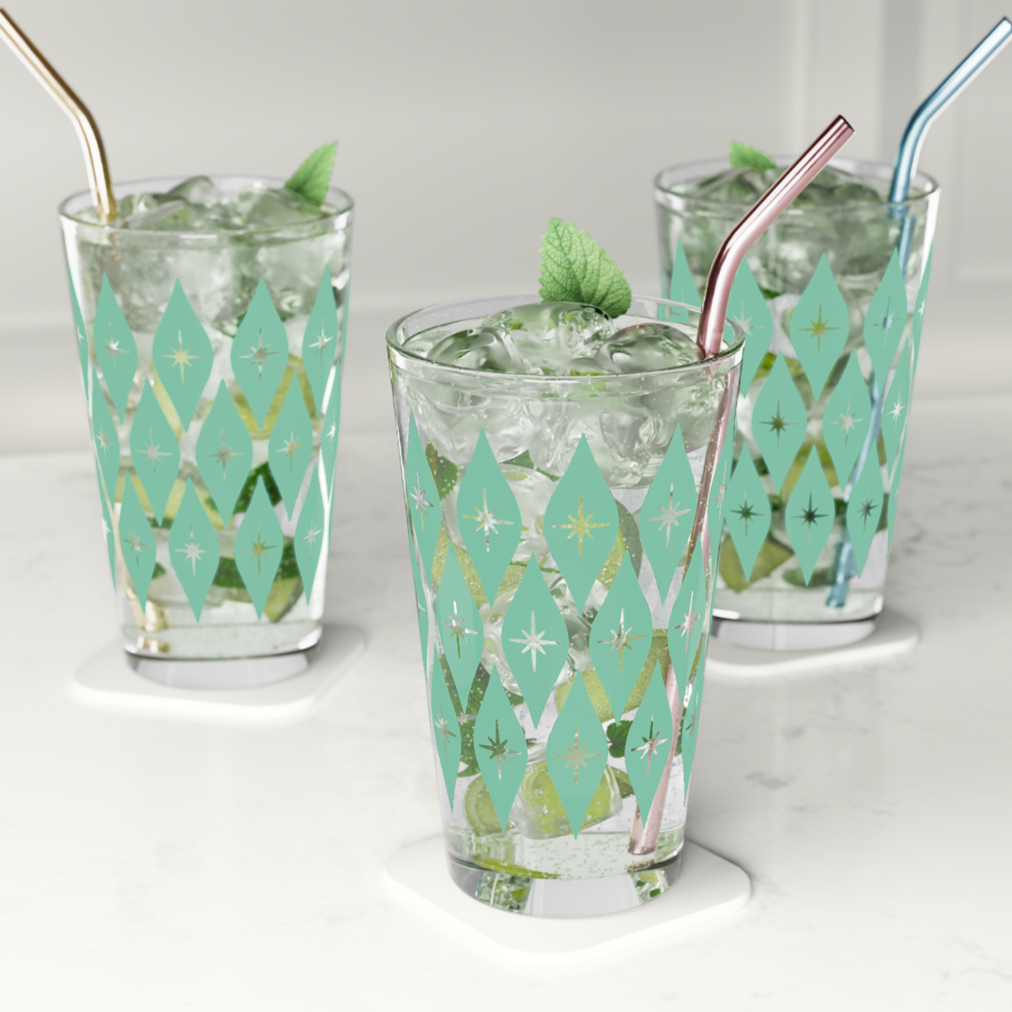 Retro Ogee Pint Glass in Peacock product thumbnail image
