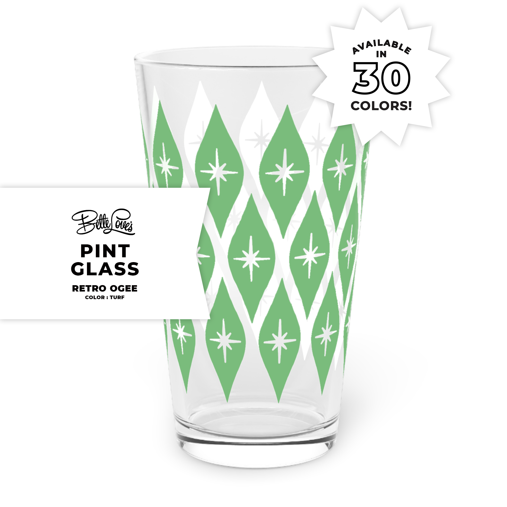 Retro Ogee Pint Glass in Turf