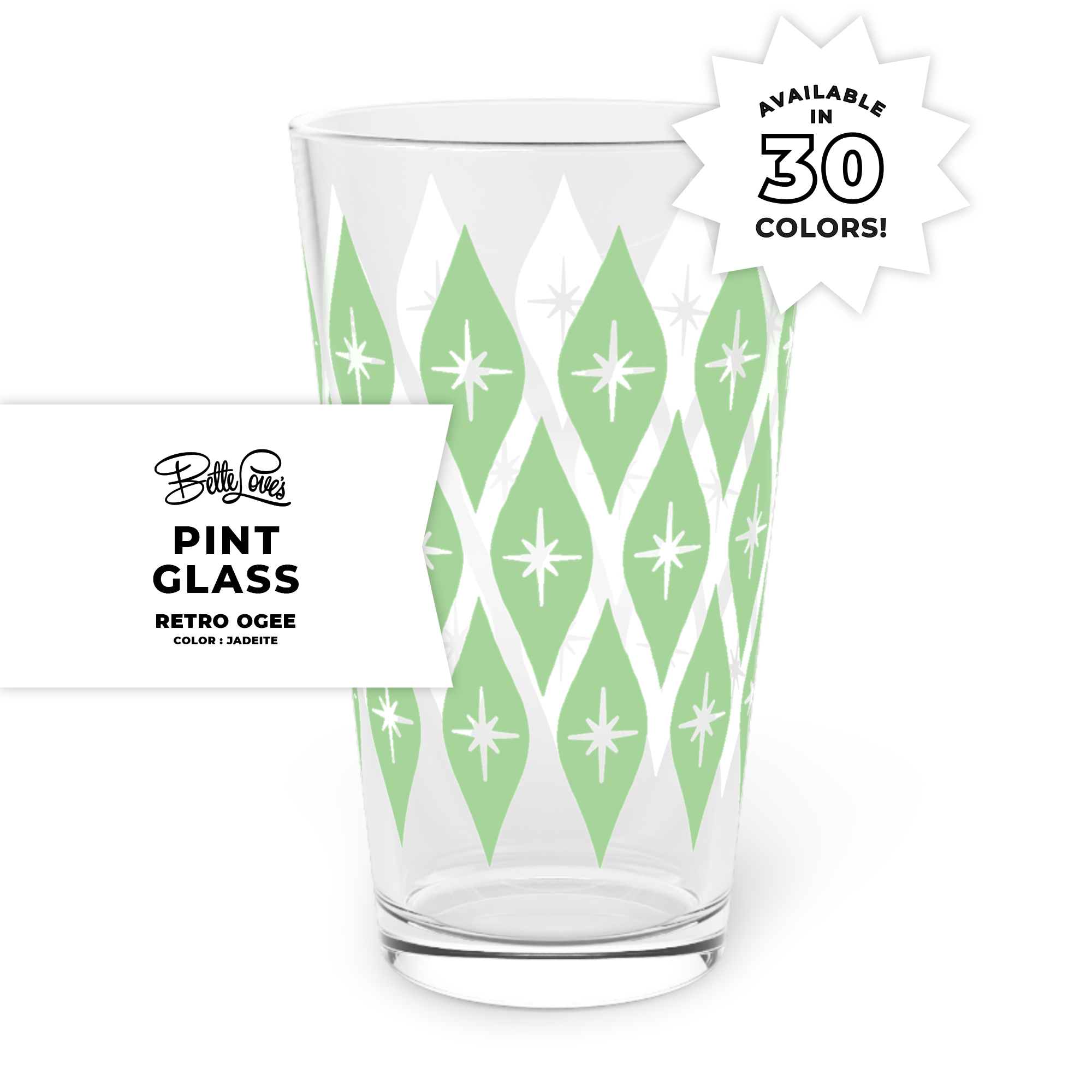 Retro Ogee Pint Glass in Jadeite