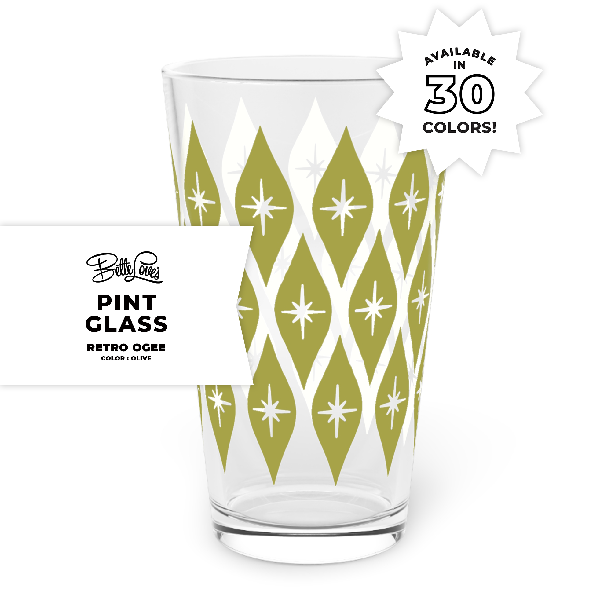 Retro Ogee Pint Glass in Olive Retro Ogee Pint Glass in Olive