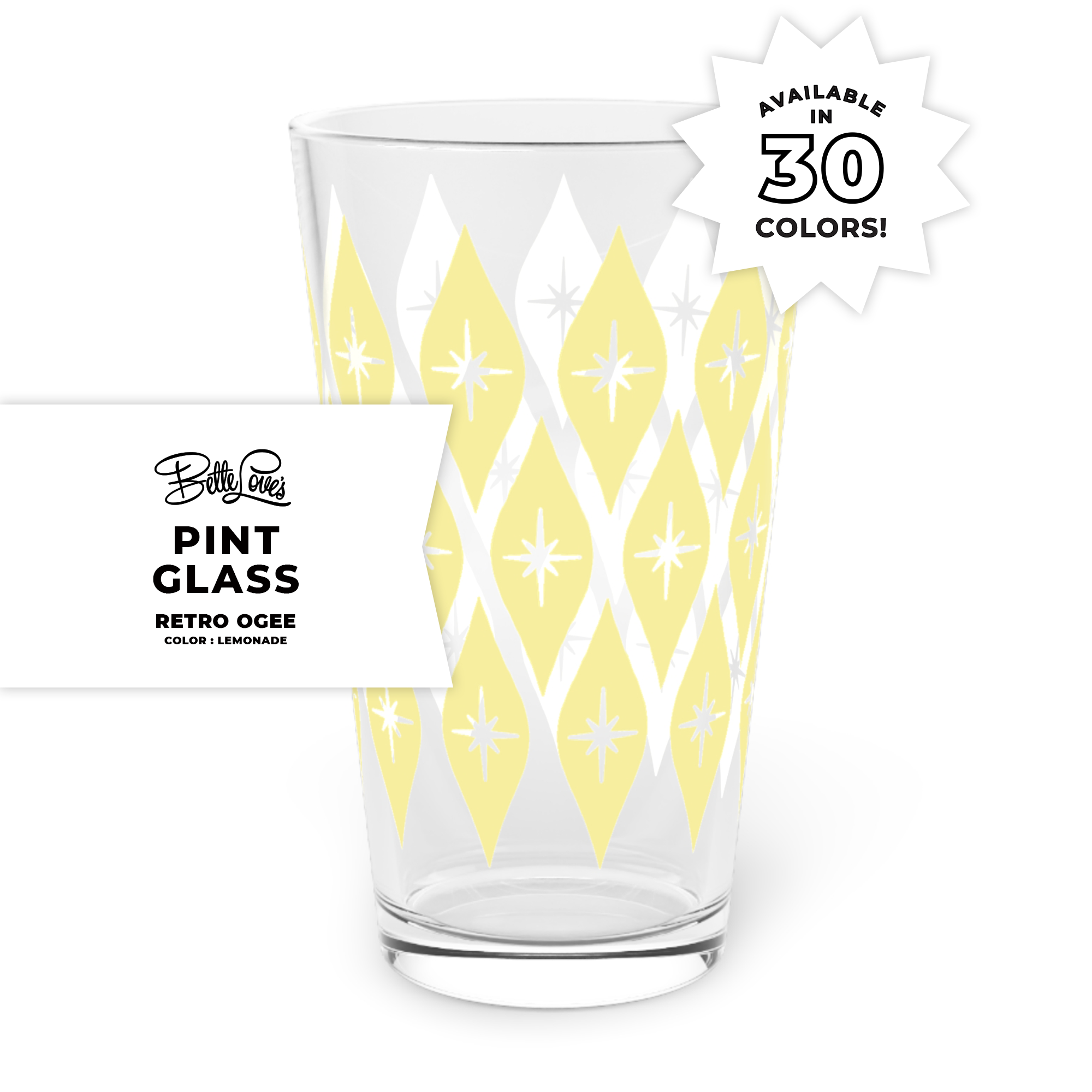 Retro Ogee Pint Glass in Lemonade Retro Ogee Pint Glass in Lemonade