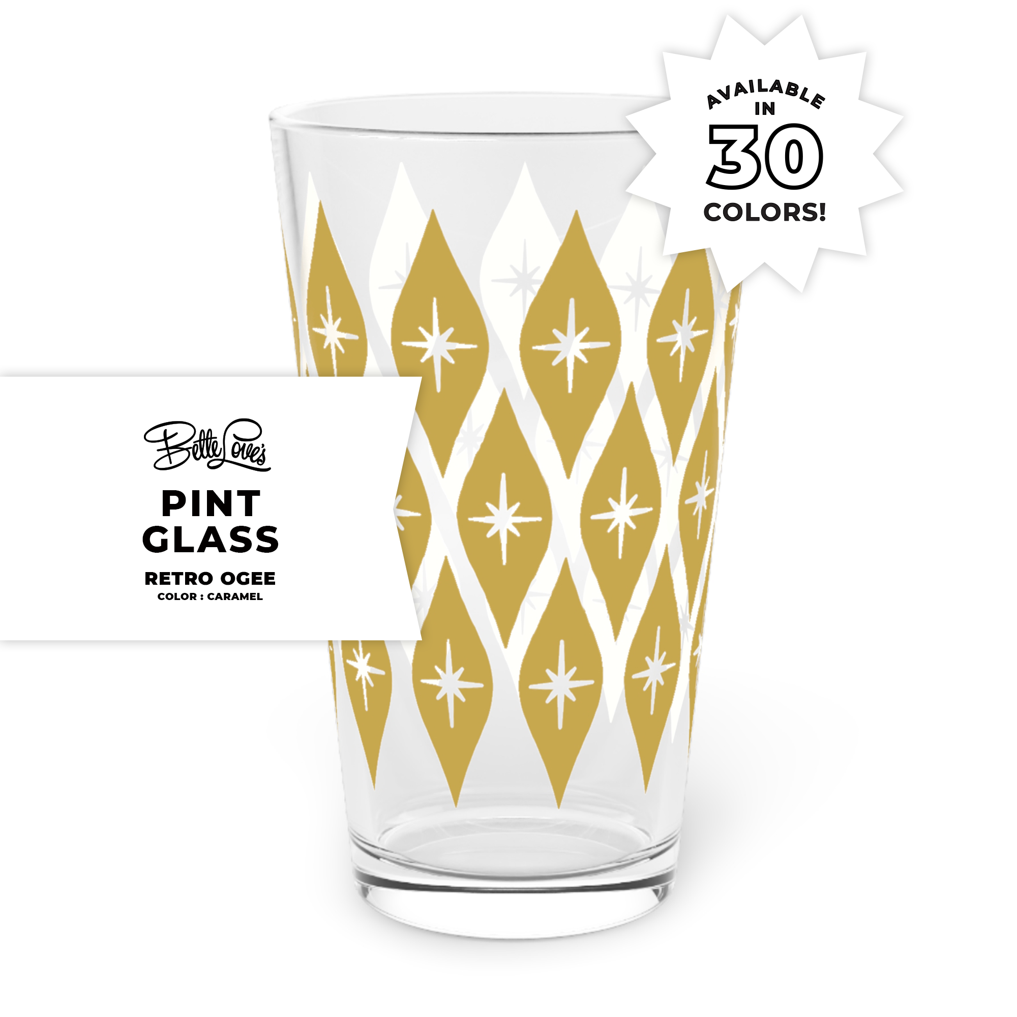 Retro Ogee Pint Glass in Caramel Retro Ogee Pint Glass in Caramel