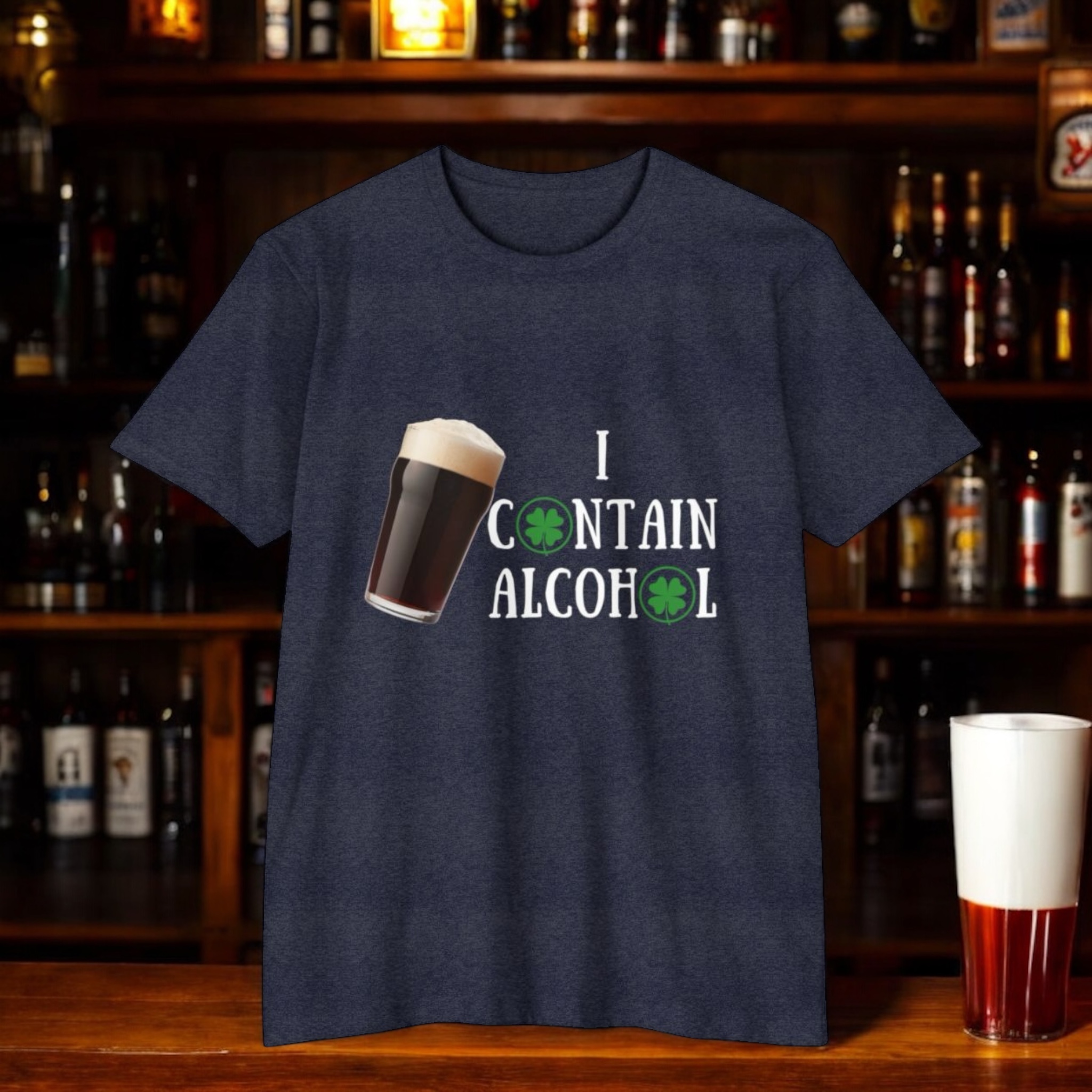 Beer /I CONTAIN ALCOHOL Unisex CVC Jersey T-shirt Beer /I CONTAIN ALCOHOL Unisex CVC Jersey T-shirt