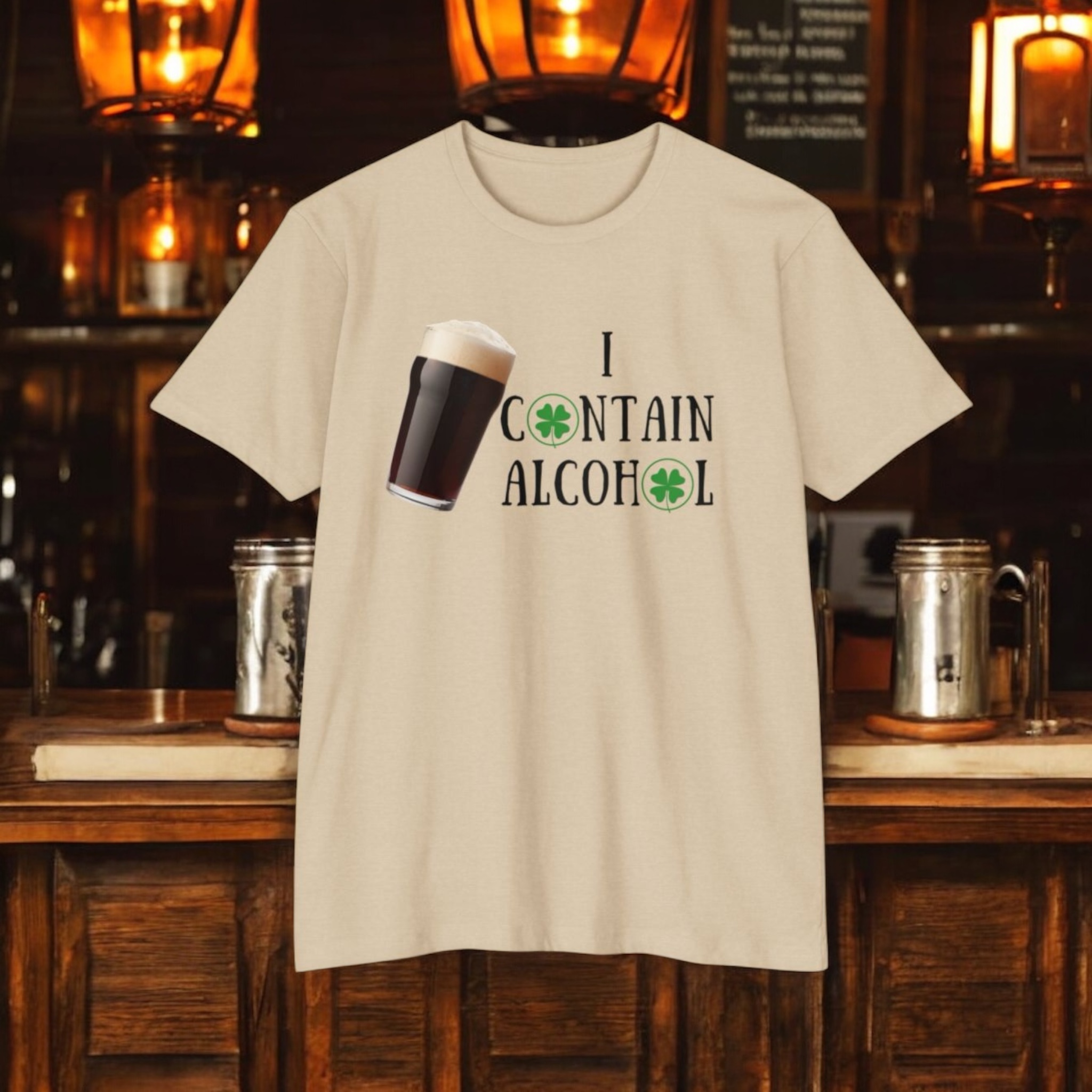 Beer/i CONTAIN ALCOHOL / blk letters Unisex CVC Jersey T-shirt Beer/i CONTAIN ALCOHOL / blk letters Unisex CVC Jersey T-shirt