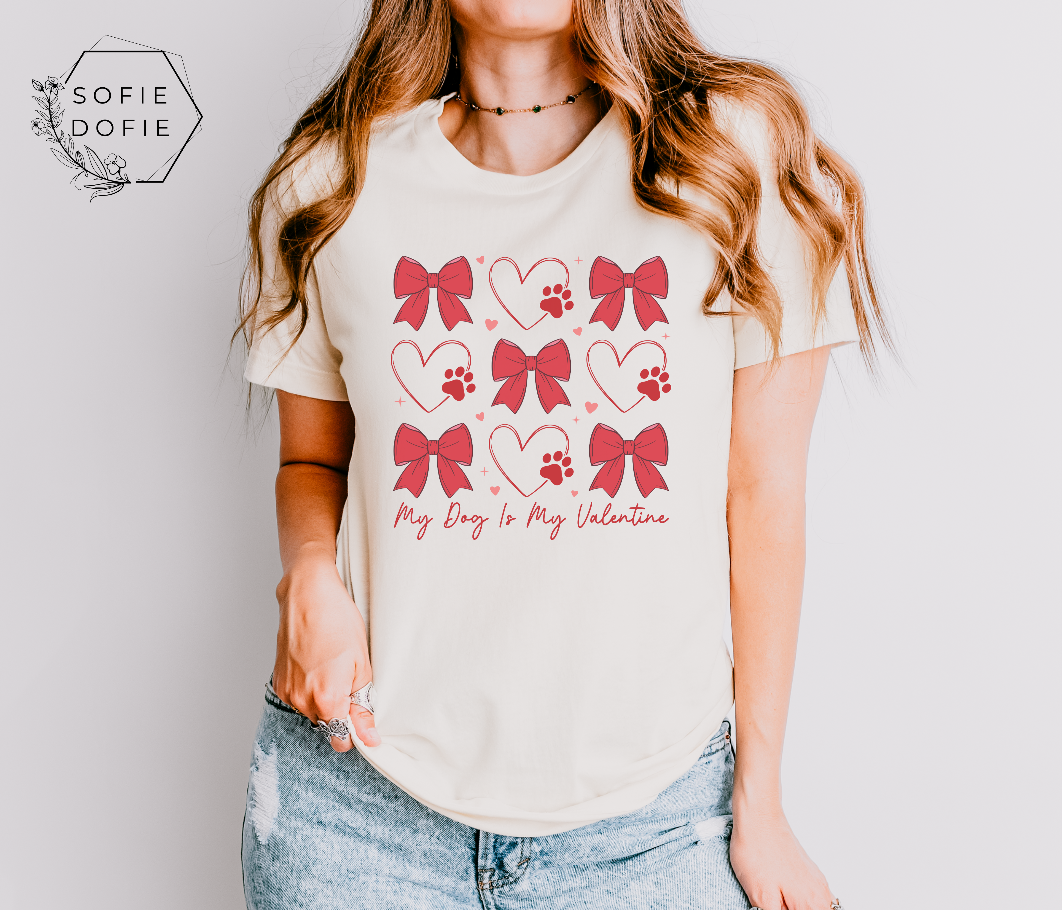 My Dog Is My Valentine Shirt, Paw Prints, Bows, Hearts, Cute Valentine’s Day Gift product thumbnail image My Dog Is My Valentine Shirt, Paw Prints, Bows, Hearts, Cute Valentine’s Day Gift product thumbnail image