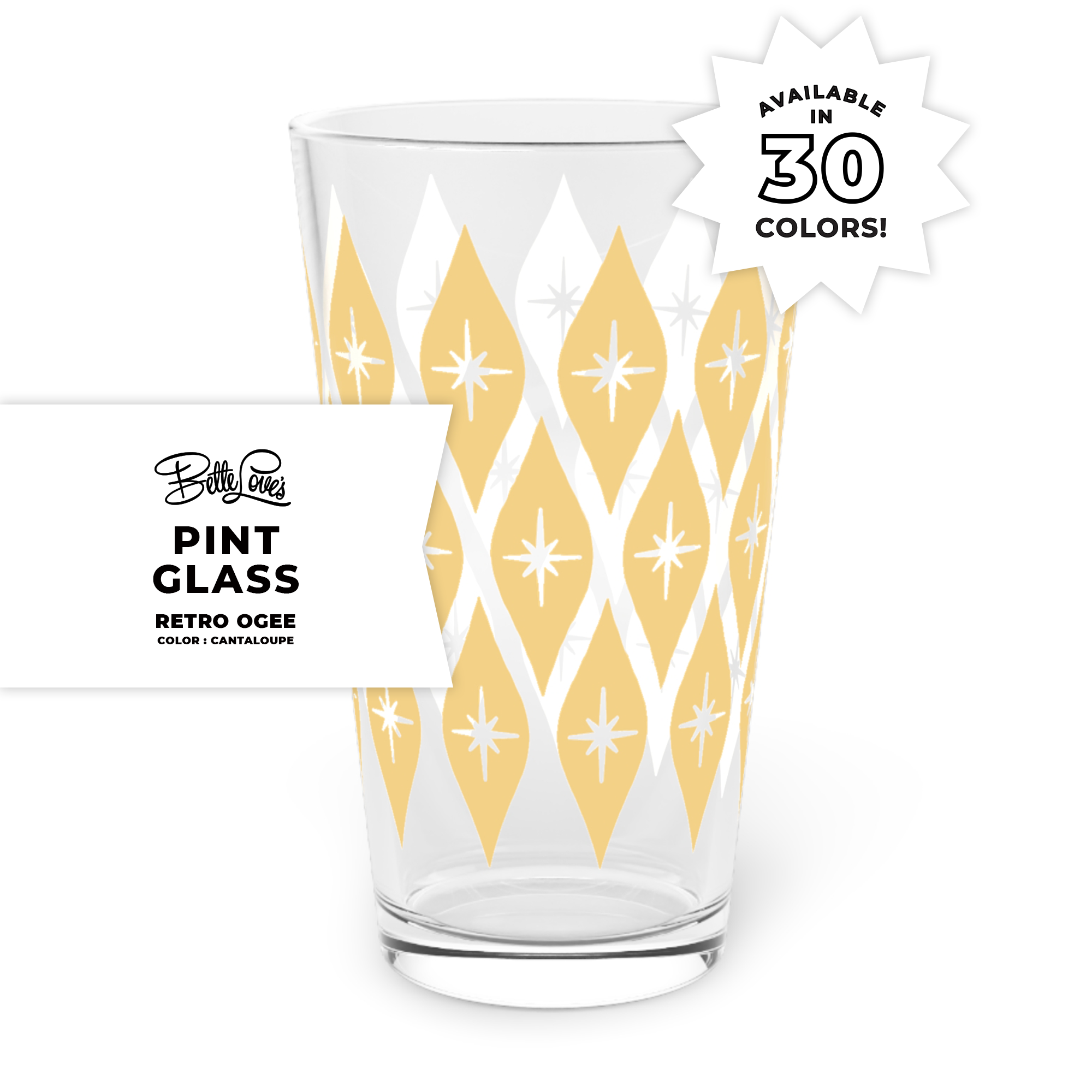 Retro Ogee Pint Glass in Cantaloupe