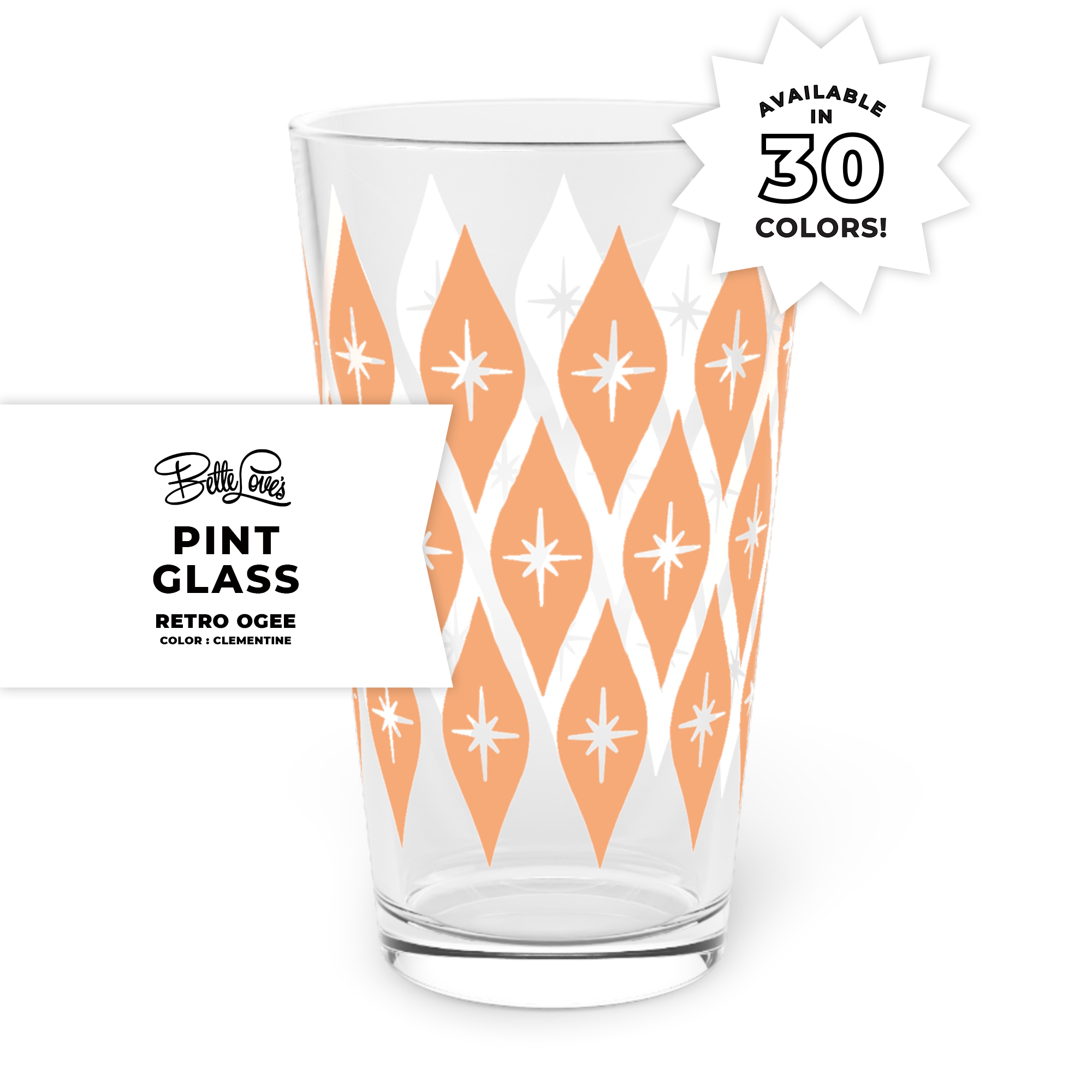 Retro Ogee Pint Glass in Clementine product thumbnail image Retro Ogee Pint Glass in Clementine product thumbnail image