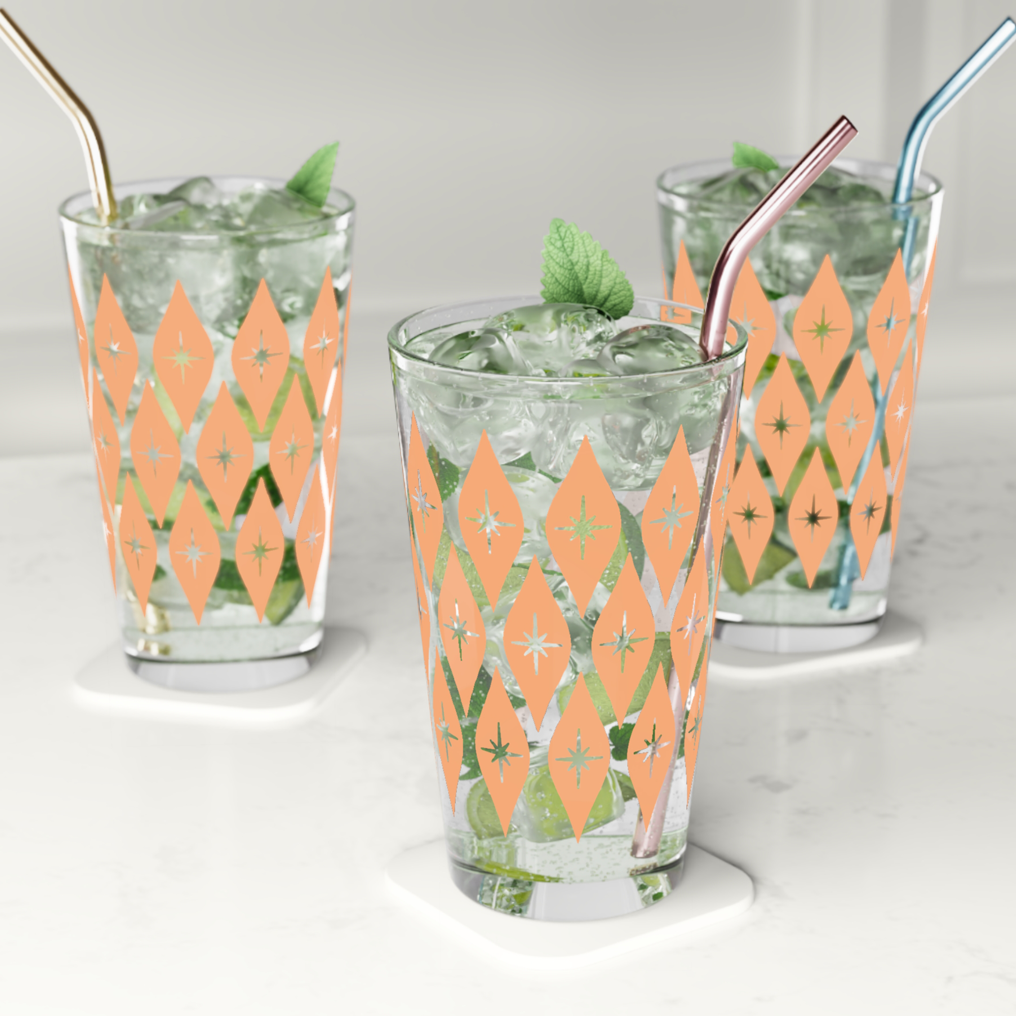 Retro Ogee Pint Glass in Clementine product thumbnail image Retro Ogee Pint Glass in Clementine product thumbnail image