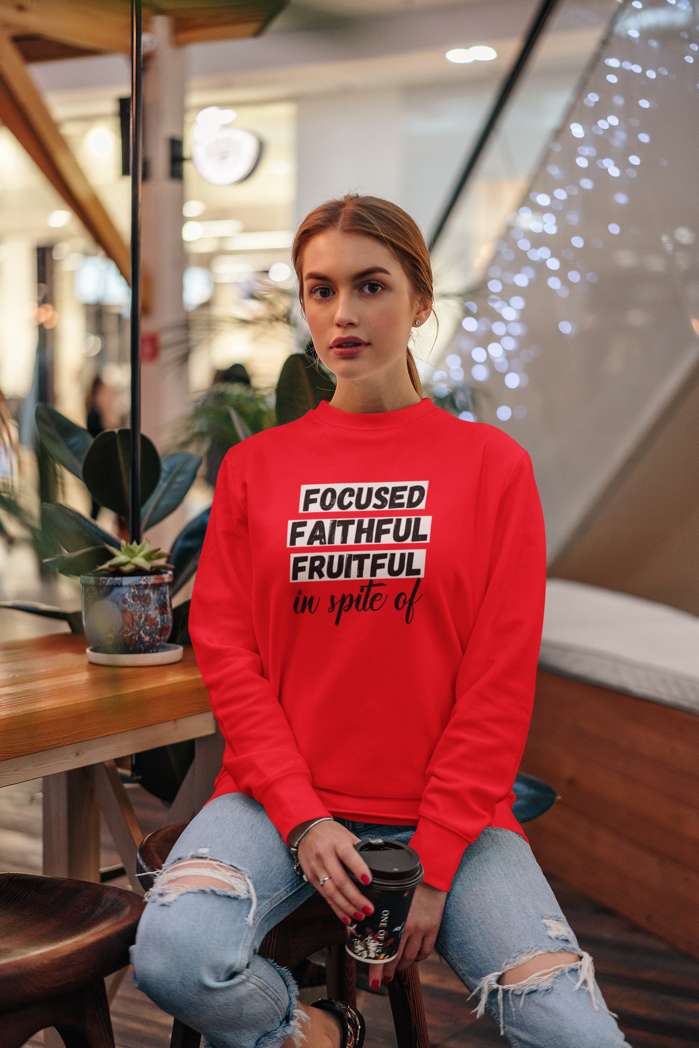 Focused Faithful Fruitful Unisex Midweight Softstyle Fleece Crewneck Sweatshirt : Faith product thumbnail image Focused Faithful Fruitful Unisex Midweight Softstyle Fleece Crewneck Sweatshirt : Faith product thumbnail image