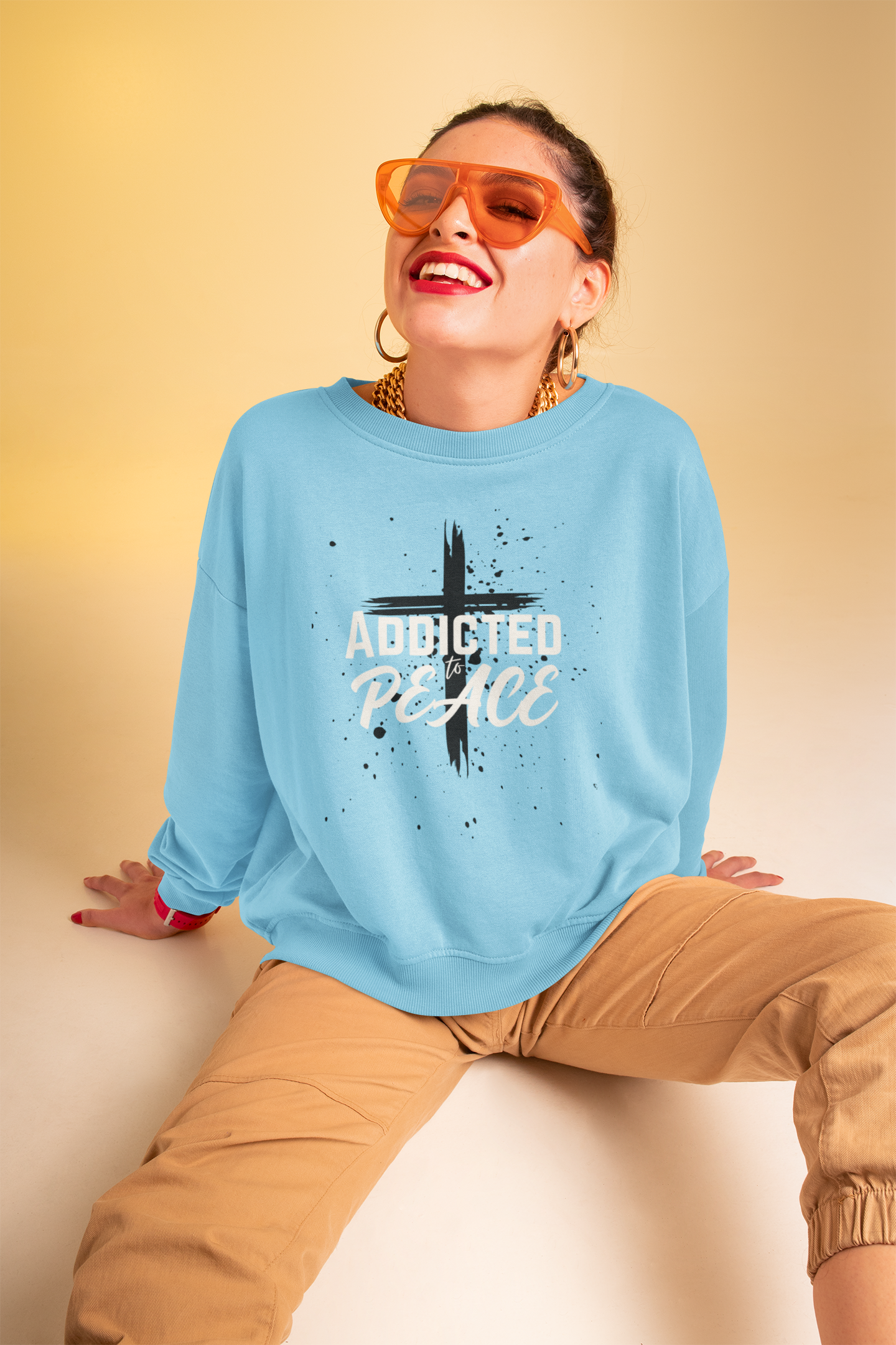 Addicted To Peace Unisex Midweight Softstyle Fleece Crewneck Sweatshirt : Faith product thumbnail image Addicted To Peace Unisex Midweight Softstyle Fleece Crewneck Sweatshirt : Faith product thumbnail image