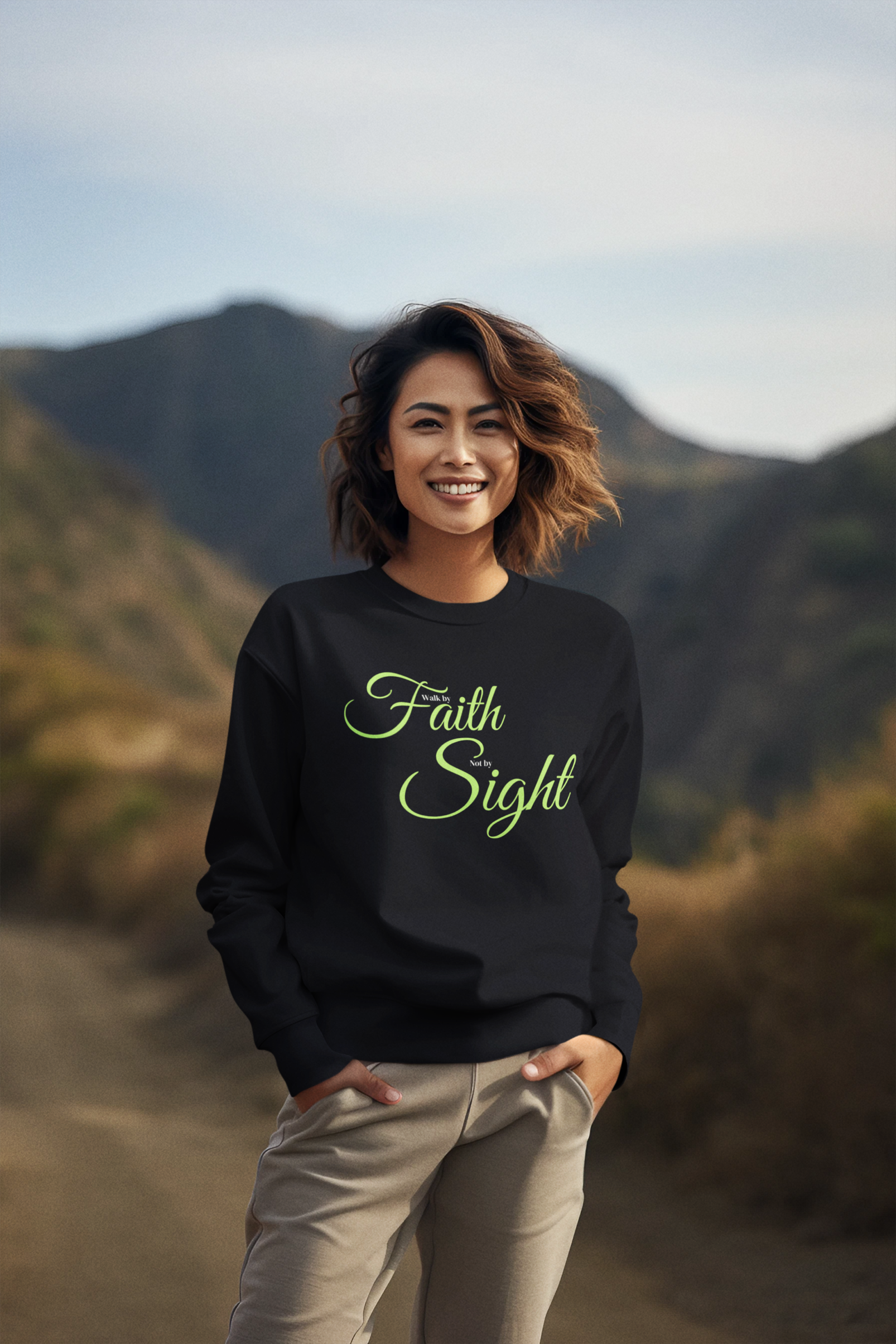 Walk By Faith Unisex Midweight Softstyle Fleece Crewneck Sweatshirt : Faith Walk By Faith Unisex Midweight Softstyle Fleece Crewneck Sweatshirt : Faith