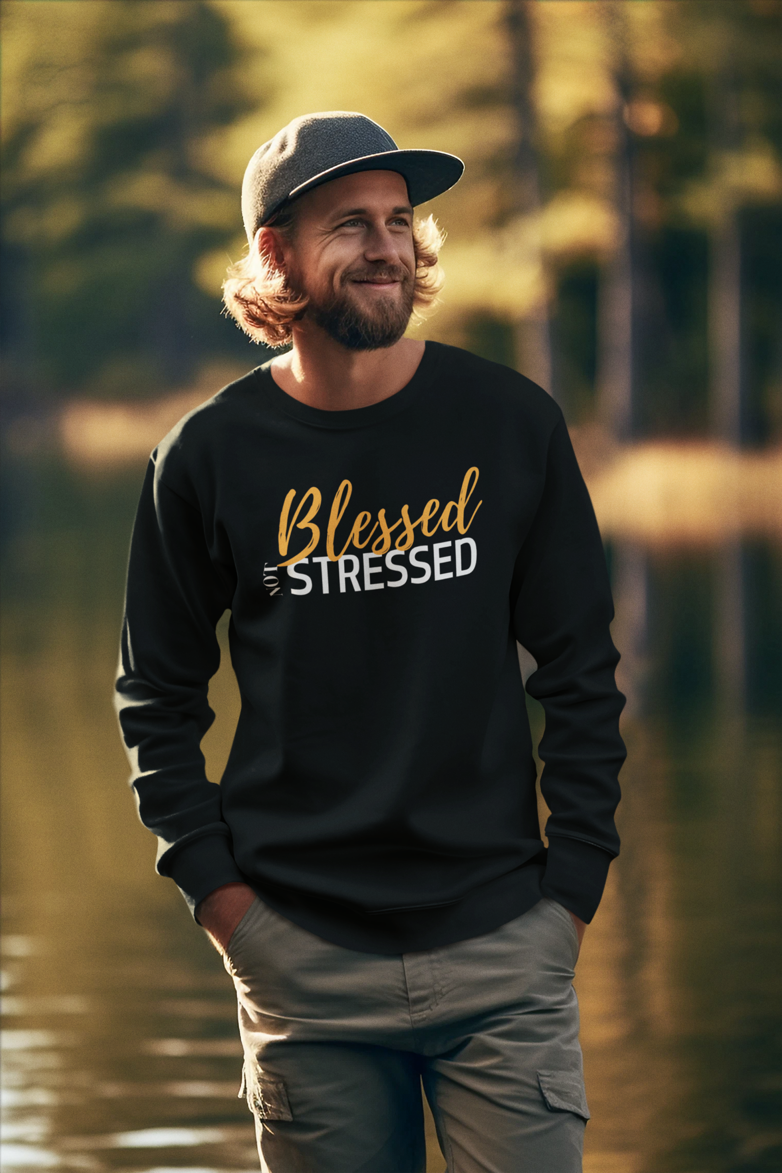 Blessed Not Stressed Unisex Softstyle Fleece, Christian Sweatshirt product thumbnail image