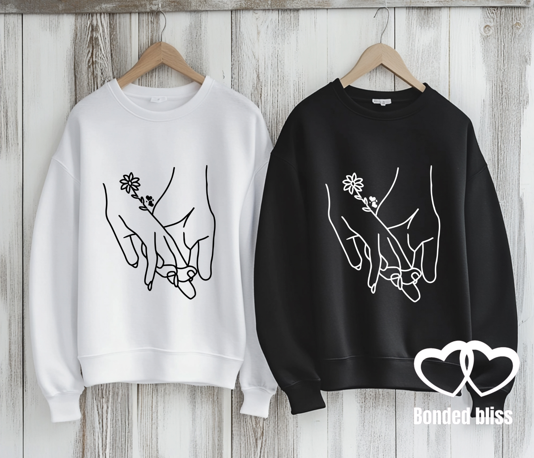 Couples Hand-Drawn Sweatshirt by Bonded Bliss Couples Hand-Drawn Sweatshirt by Bonded Bliss