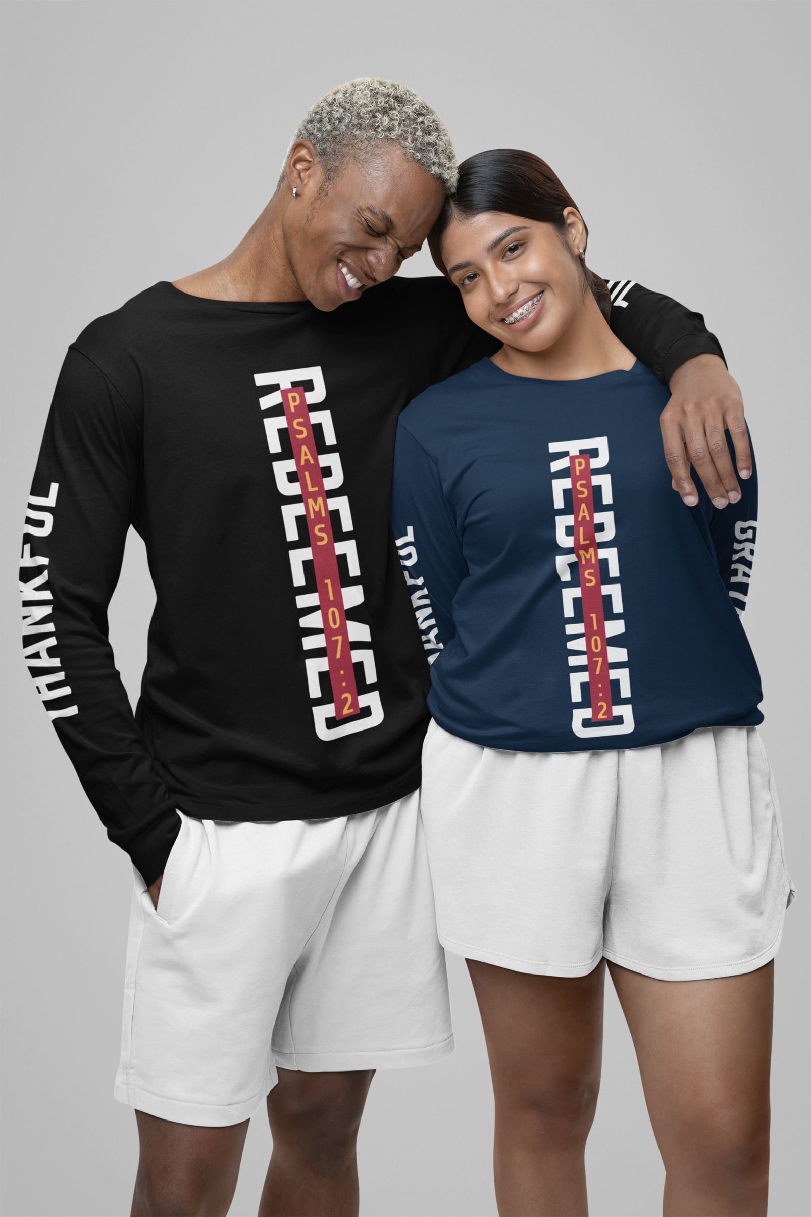 Redeemed, Thankful & Grateful Faith Apparel - Christian Long Sleeve Tee Redeemed, Thankful & Grateful Faith Apparel - Christian Long Sleeve Tee