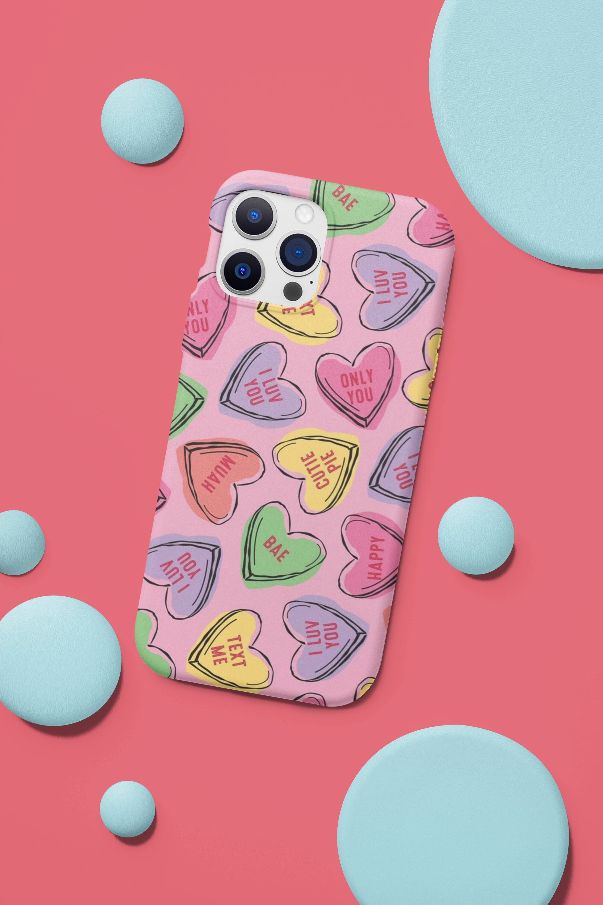 Candy Heart Phone Case, Conversation Hearts, Valentine's Day Gift, Love Phone Cover, Tough Phone Cases product thumbnail image