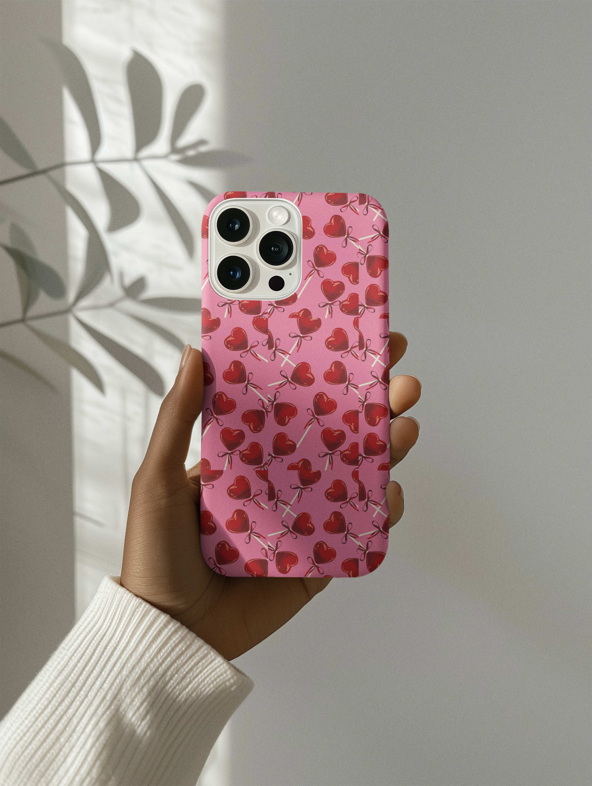Candy Heart Lollipop Tough Phone Case - Protective Cover, Valentine's Day Gift, Unique Phone Accessories, Hard Shell Phone Protector,
