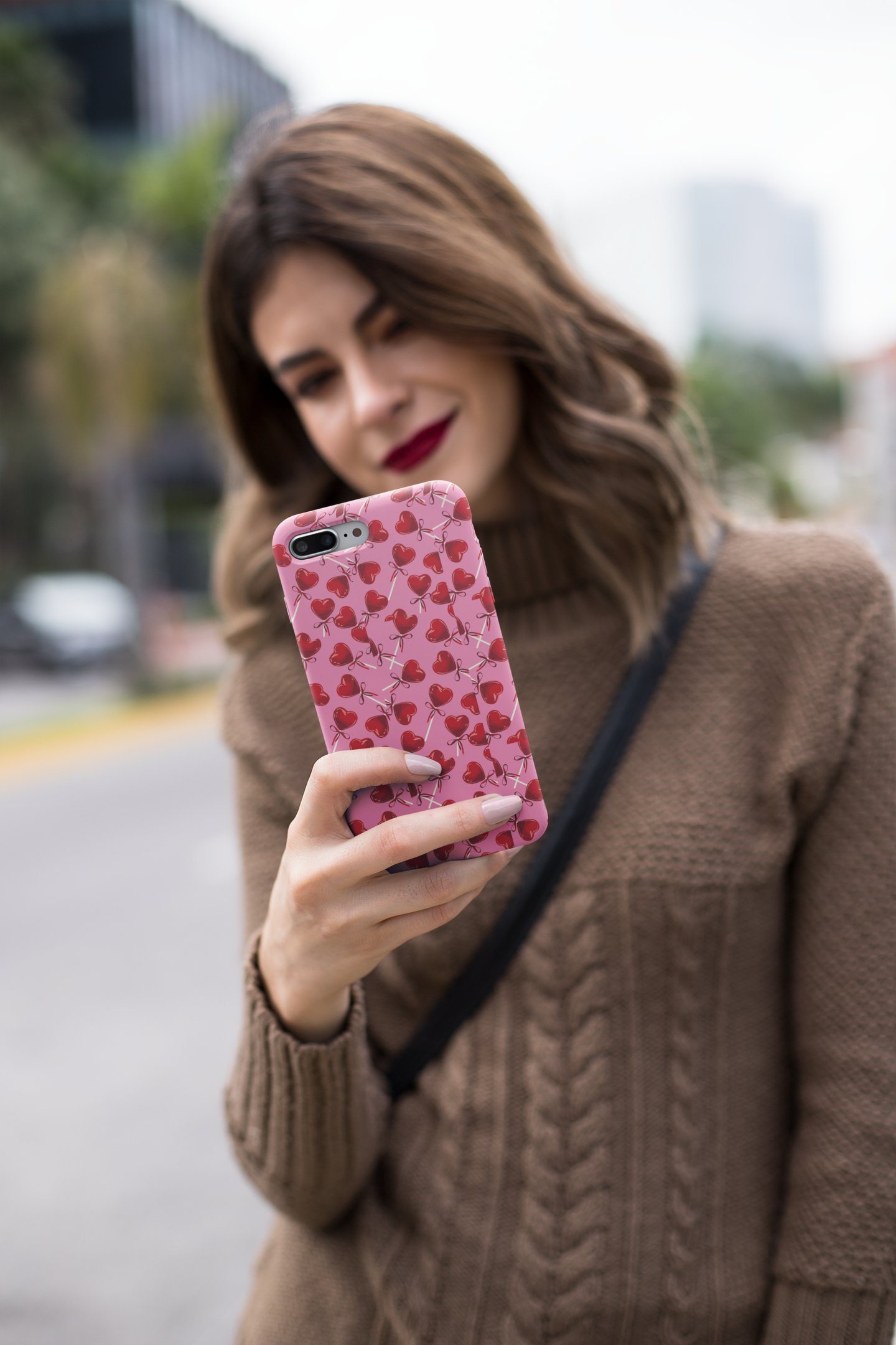 Candy Heart Lollipop Tough Phone Case - Protective Cover, Valentine's Day Gift, Unique Phone Accessories, Hard Shell Phone Protector, product thumbnail image