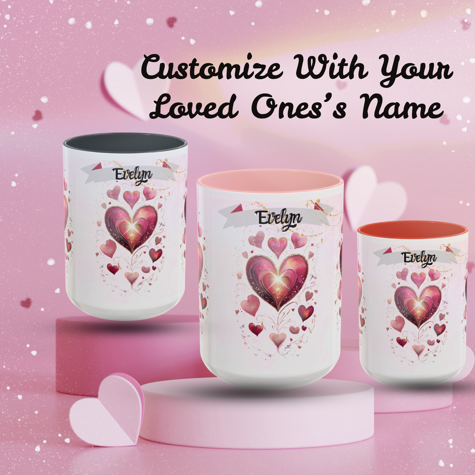 Personalized Valentine’s Day Mug - Custom Name Coffee Cup - Romantic Heart Design - Gift for Her (15oz) product thumbnail image Personalized Valentine’s Day Mug - Custom Name Coffee Cup - Romantic Heart Design - Gift for Her (15oz) product thumbnail image