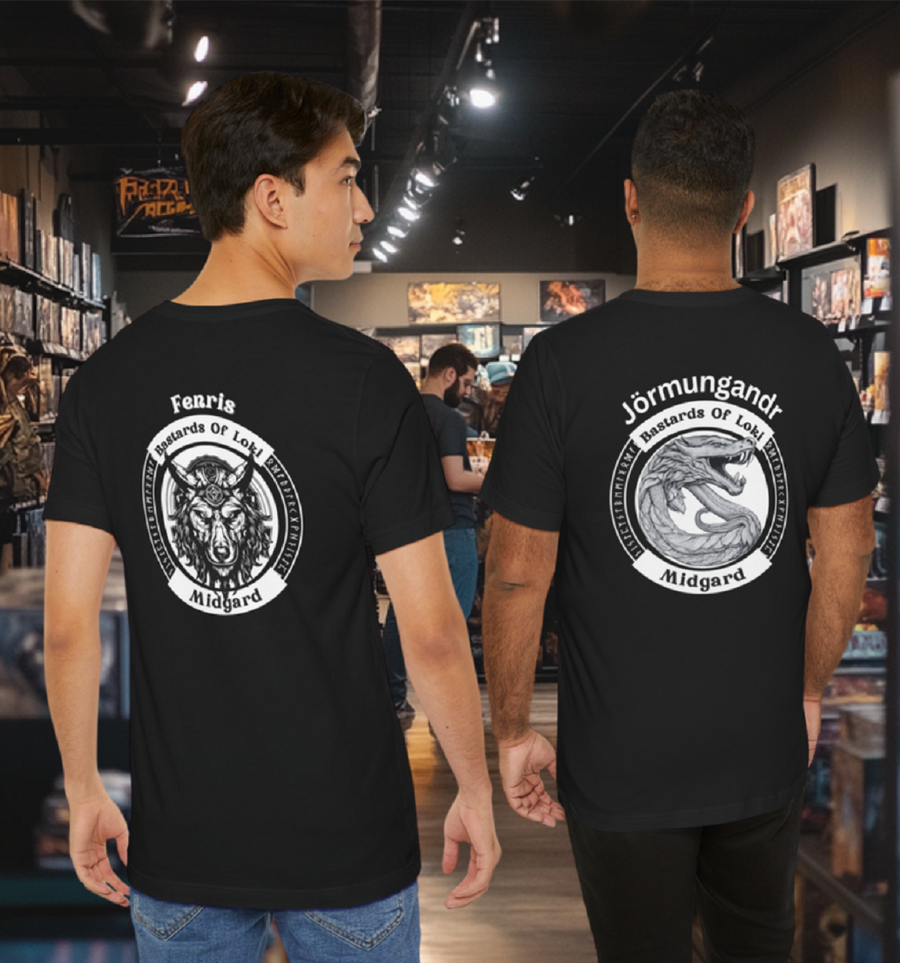 Norse Biker Style Tee Shirt, "Bastards of Loki : Jörmungandr" Back Print, Viking Motorcycle Graphic Tshirt,, Short Sleeve Top, Men Women Apparel product thumbnail image Norse Biker Style Tee Shirt, "Bastards of Loki : Jörmungandr" Back Print, Viking Motorcycle Graphic Tshirt,, Short Sleeve Top, Men Women Apparel product thumbnail image