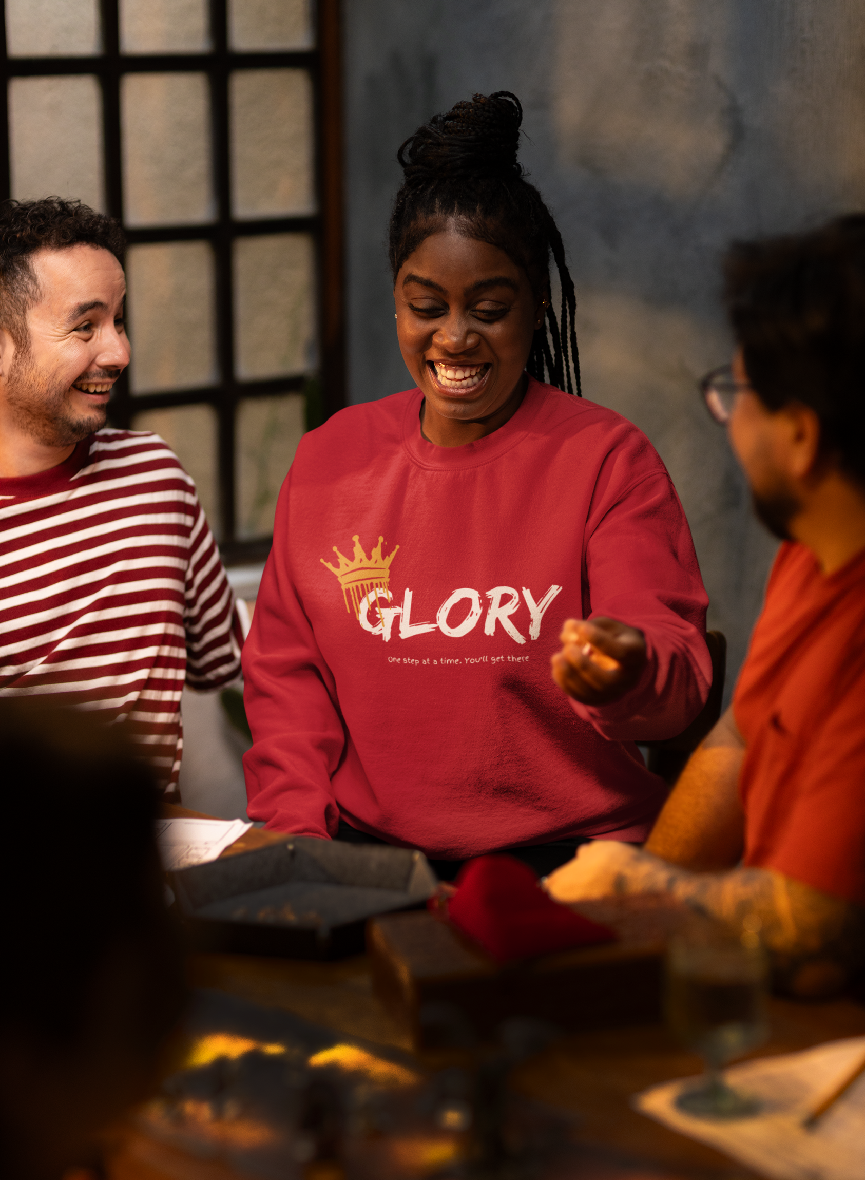 Glory One Step at a Time, Faith Based Unisex Crewneck Softstyle Fleece, Christian Sweatshirt product thumbnail image