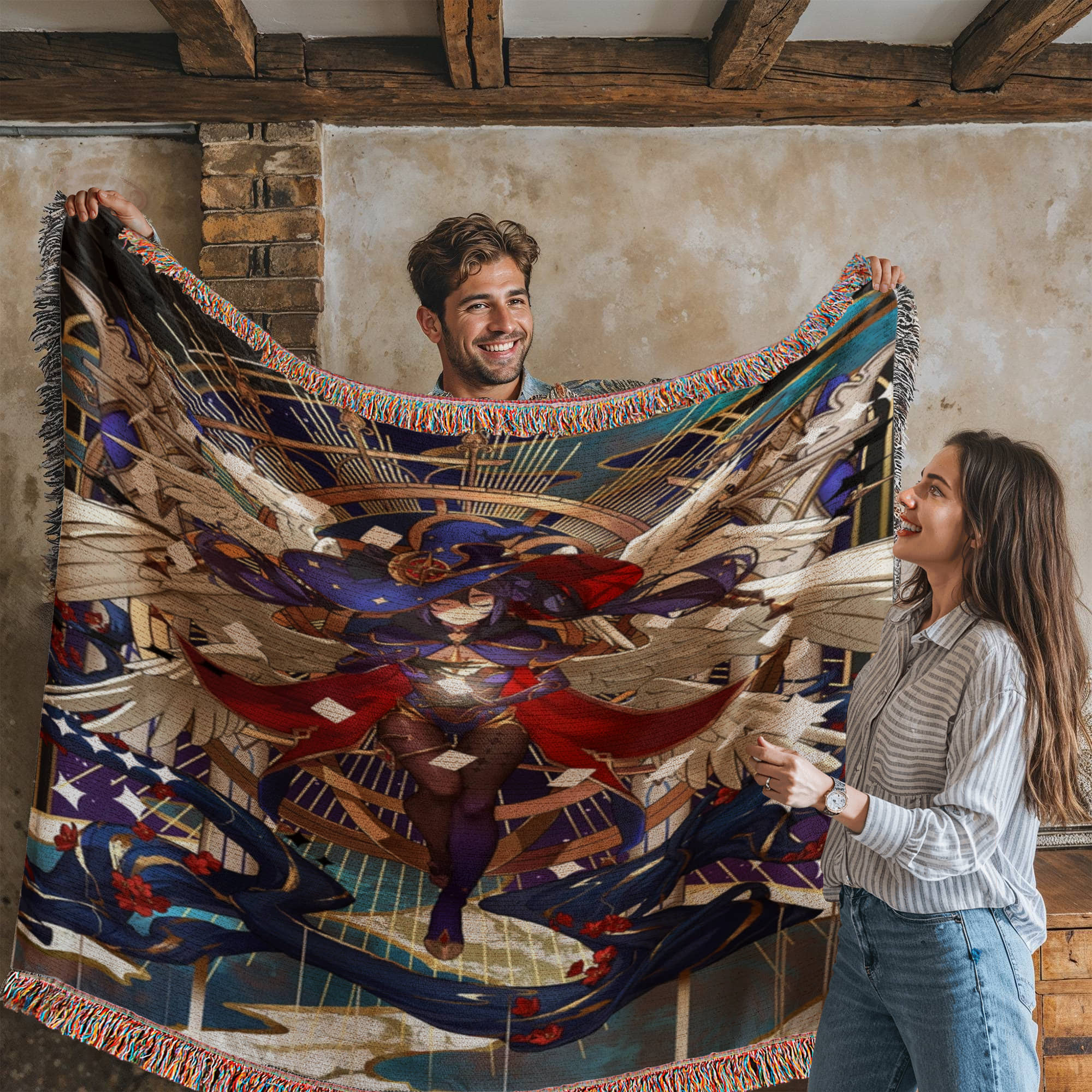 Genshin Impact Mona Large Hand Woven Anime Tapestry Blanket Genshin Impact Mona Large Hand Woven Anime Tapestry Blanket