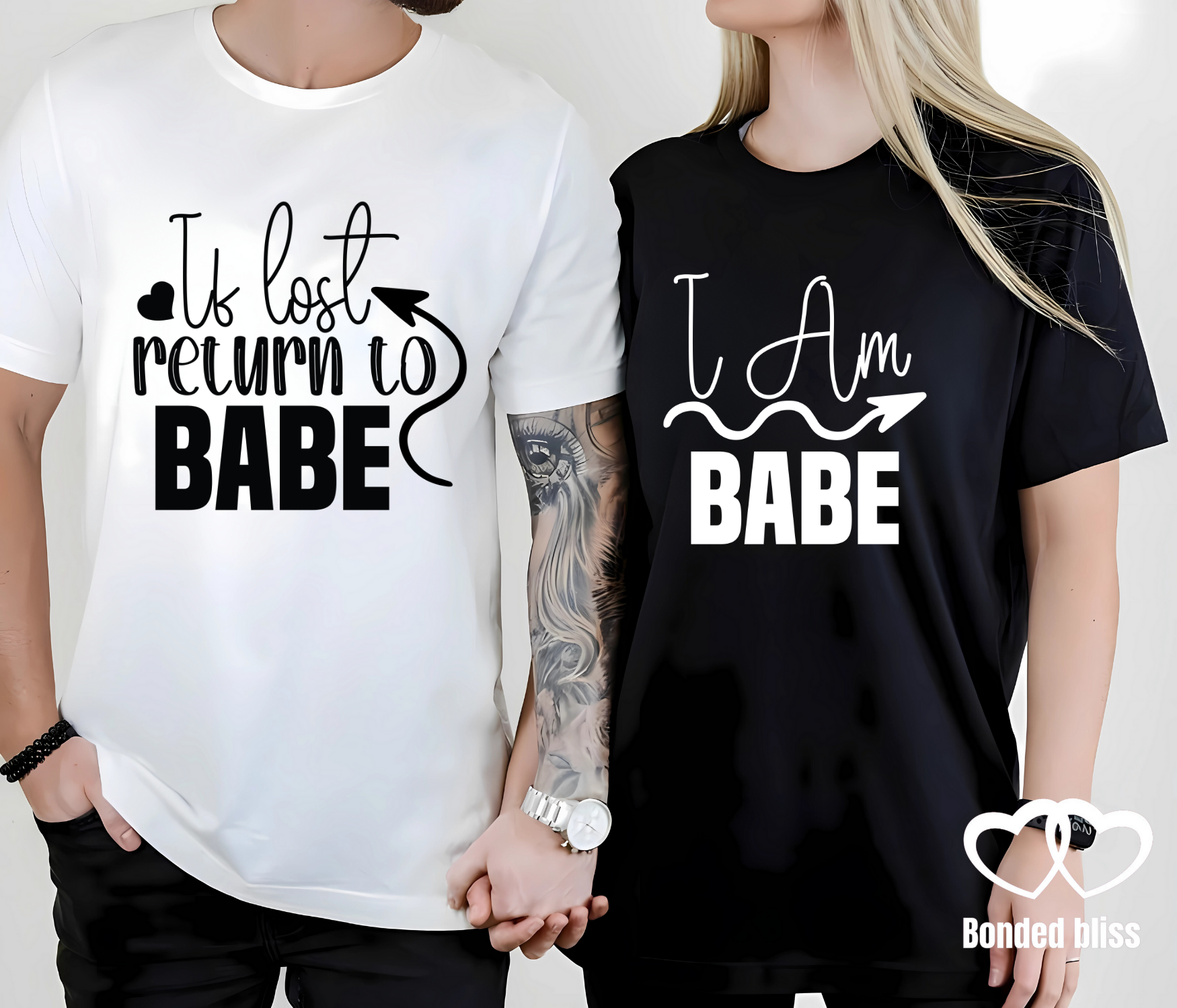 Couple's Matching T-Shirt Set – 'If Lost, Return to Babe' & 'I Am Babe Couple's Matching T-Shirt Set – 'If Lost, Return to Babe' & 'I Am Babe
