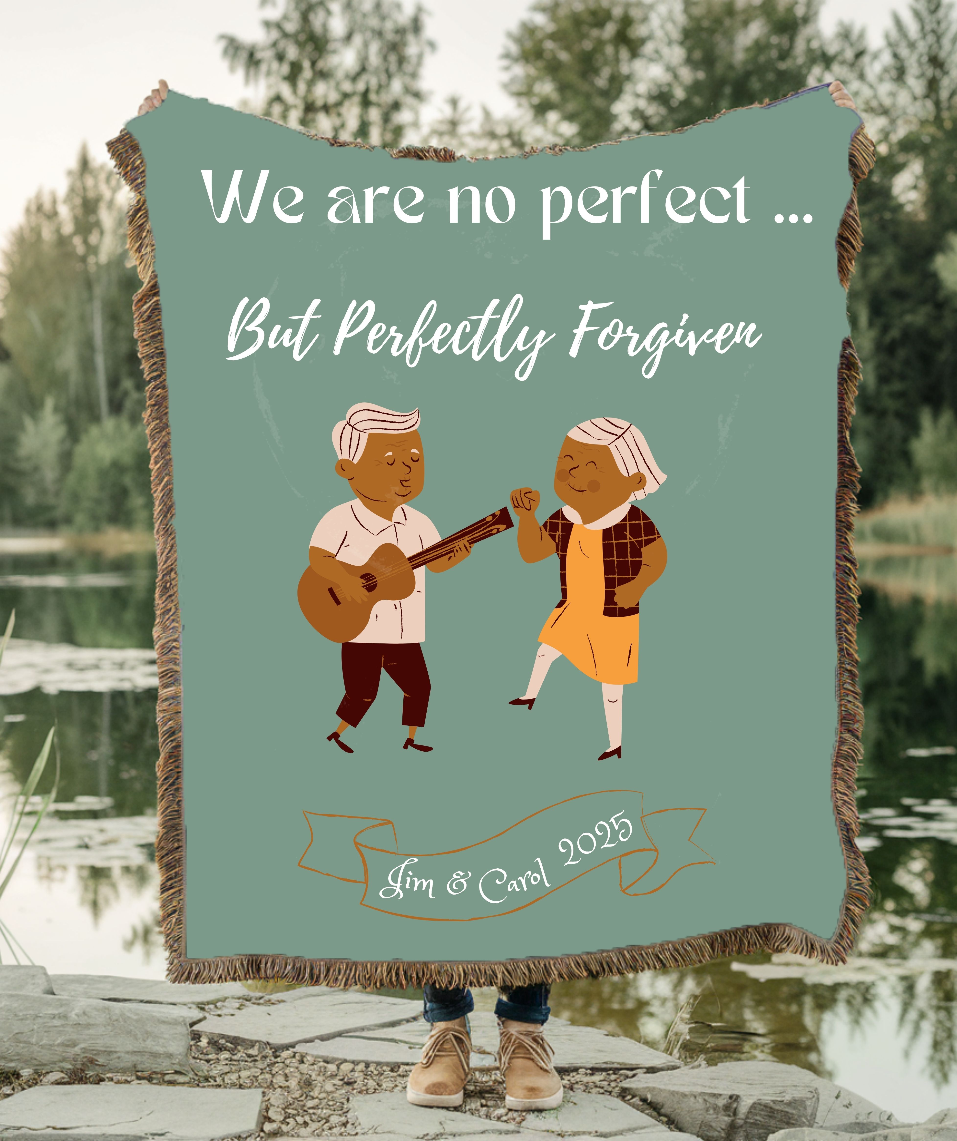  Woven Blanket   We are Not perfect , Christian Marriage Love Pun ,  Home Decor Gift,   , Faith  based gift