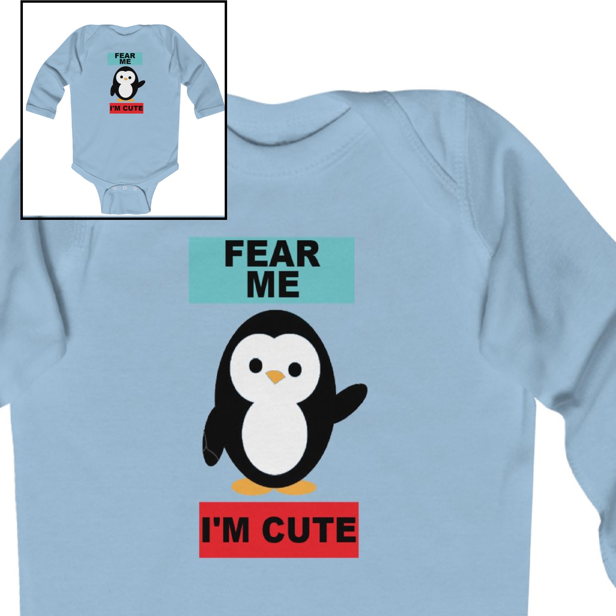 Long Sleeve Bodysuit-"Fear Me I'm Cute" product thumbnail image