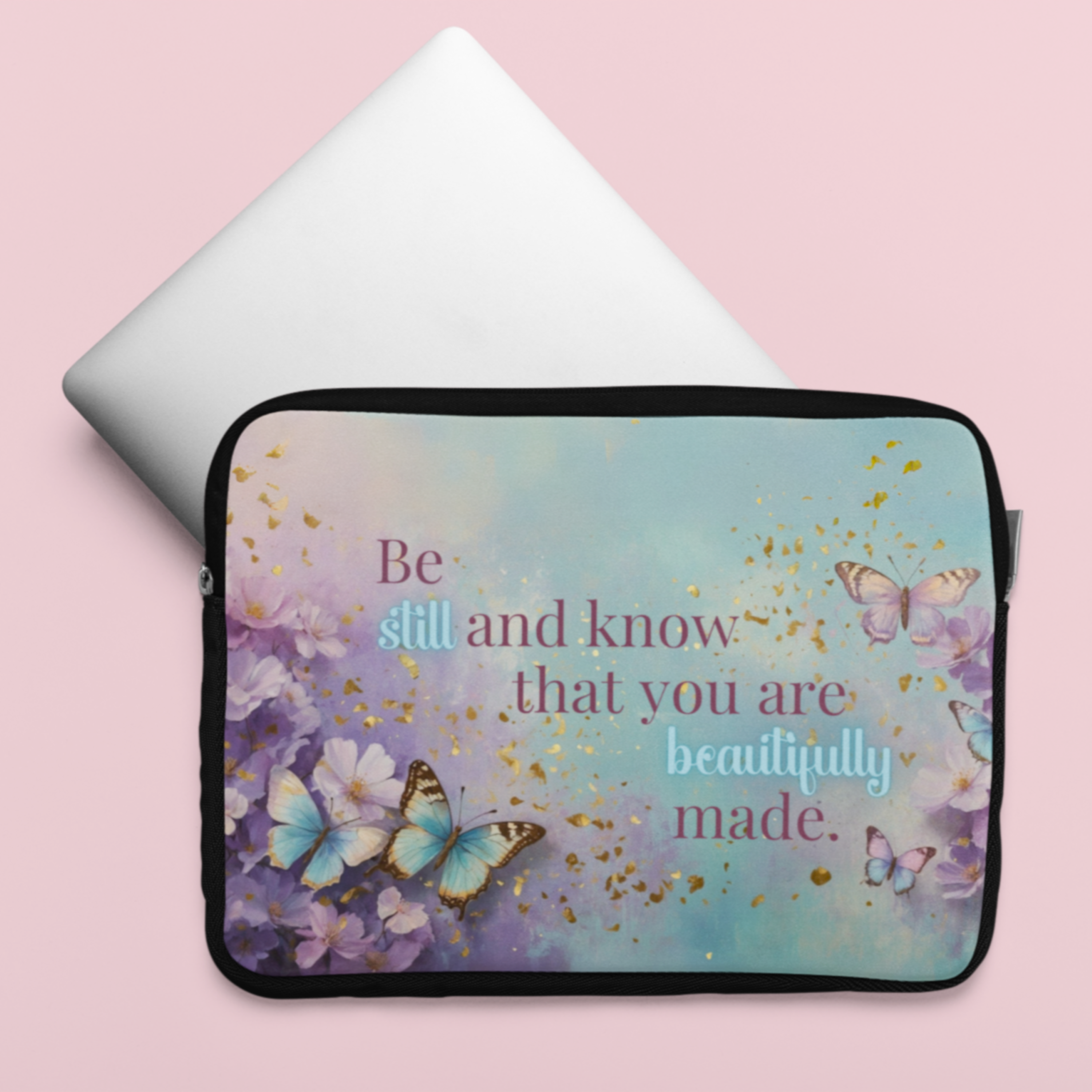 Be Still and Know Laptop Sleeve – Faith-Inspired Protection, Beautiful Butterfly Design, Encouragement and Beauty Combined product thumbnail image