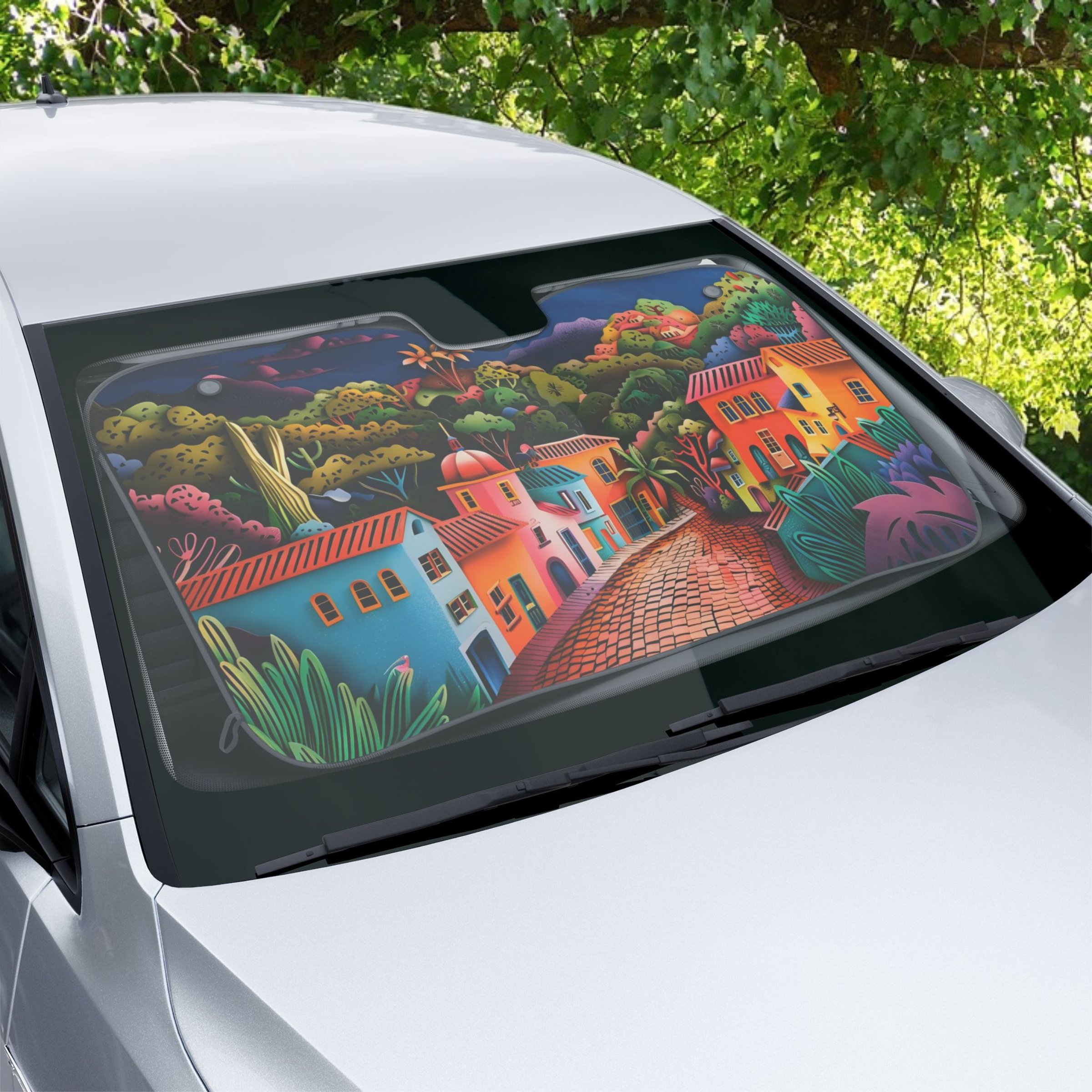 Mexican Colonial Town Car Sun Shade Mexican Colonial Town Car Sun Shade